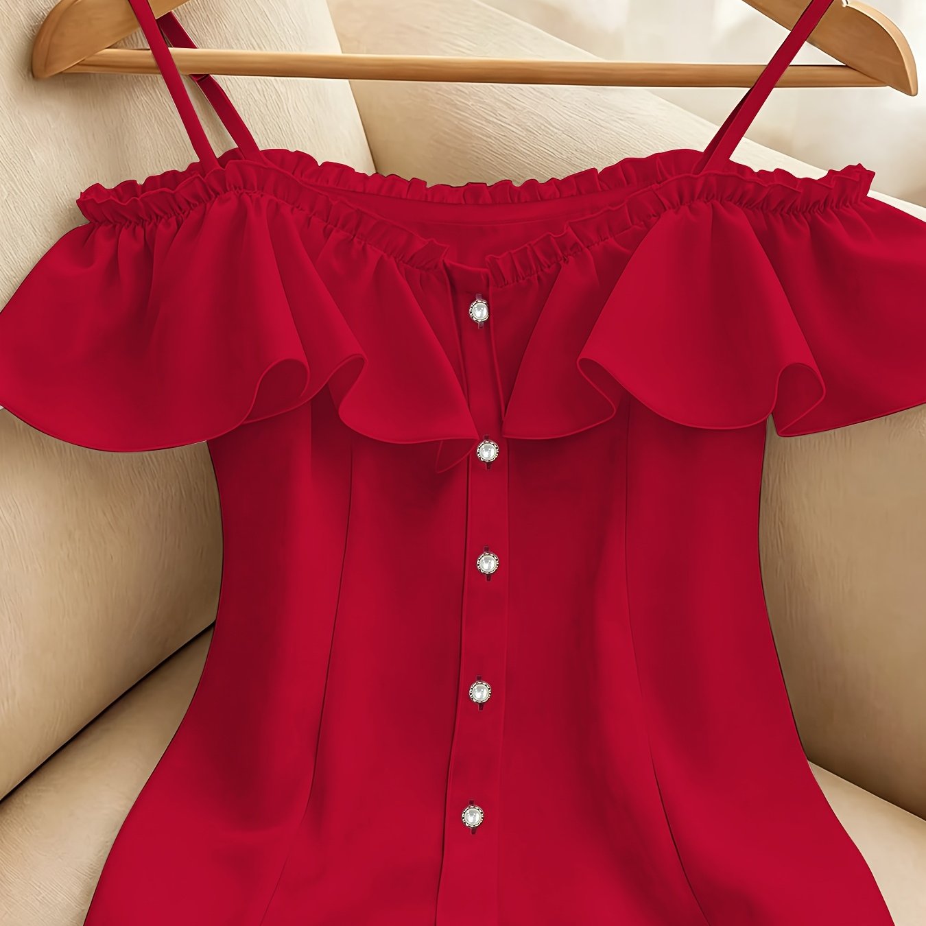 TEMU Asd1 Summer Style Pure Desire Suspender Shirt, Pure Desire Outfit, Ruffle-trimmed Shirt, Gentle Outfit, Sexy Off-shoulder Elegant Blouse,