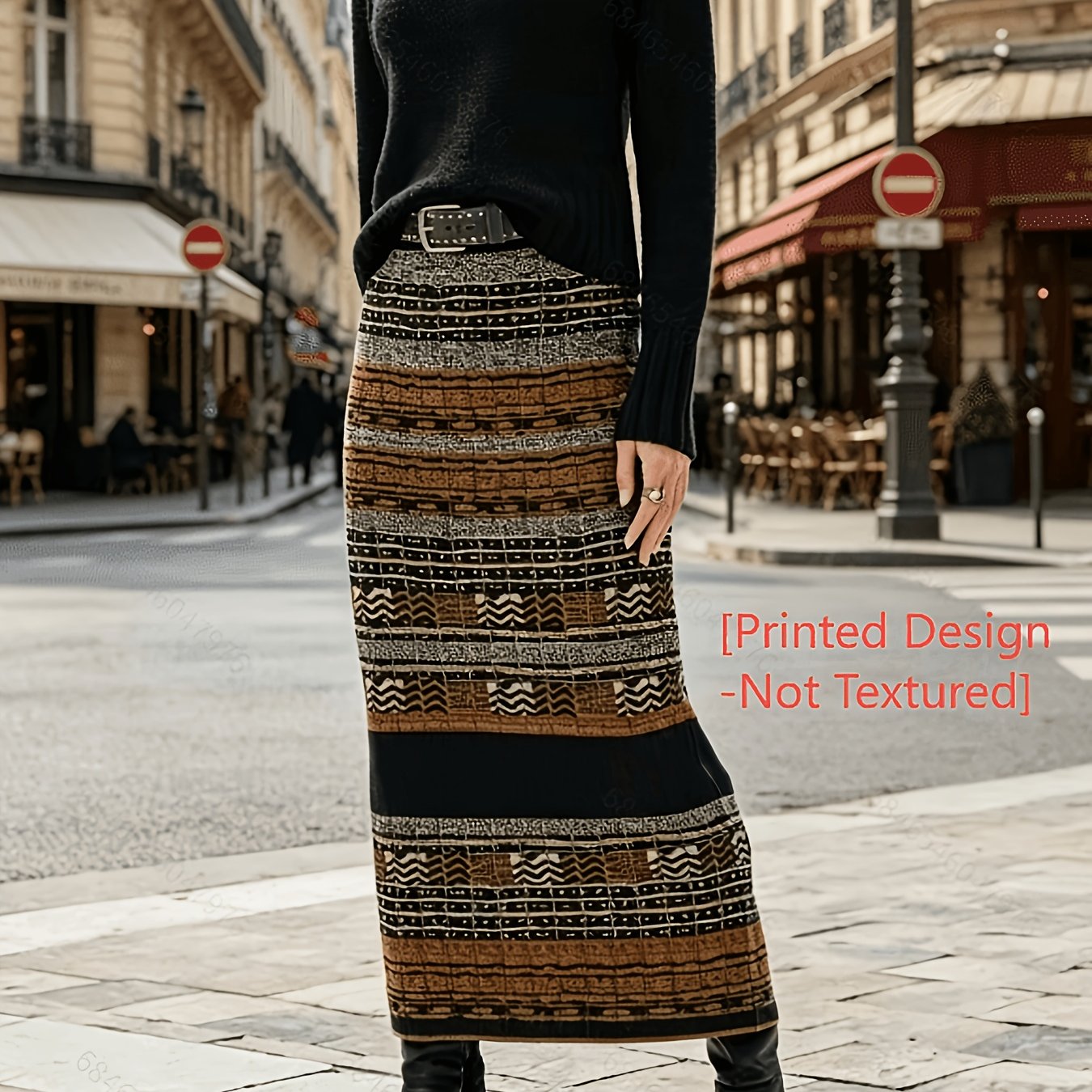 TEMU [printed Design-not Textured] Textured Printed Mini Skirt, Fashionable And Elegant, Versatile