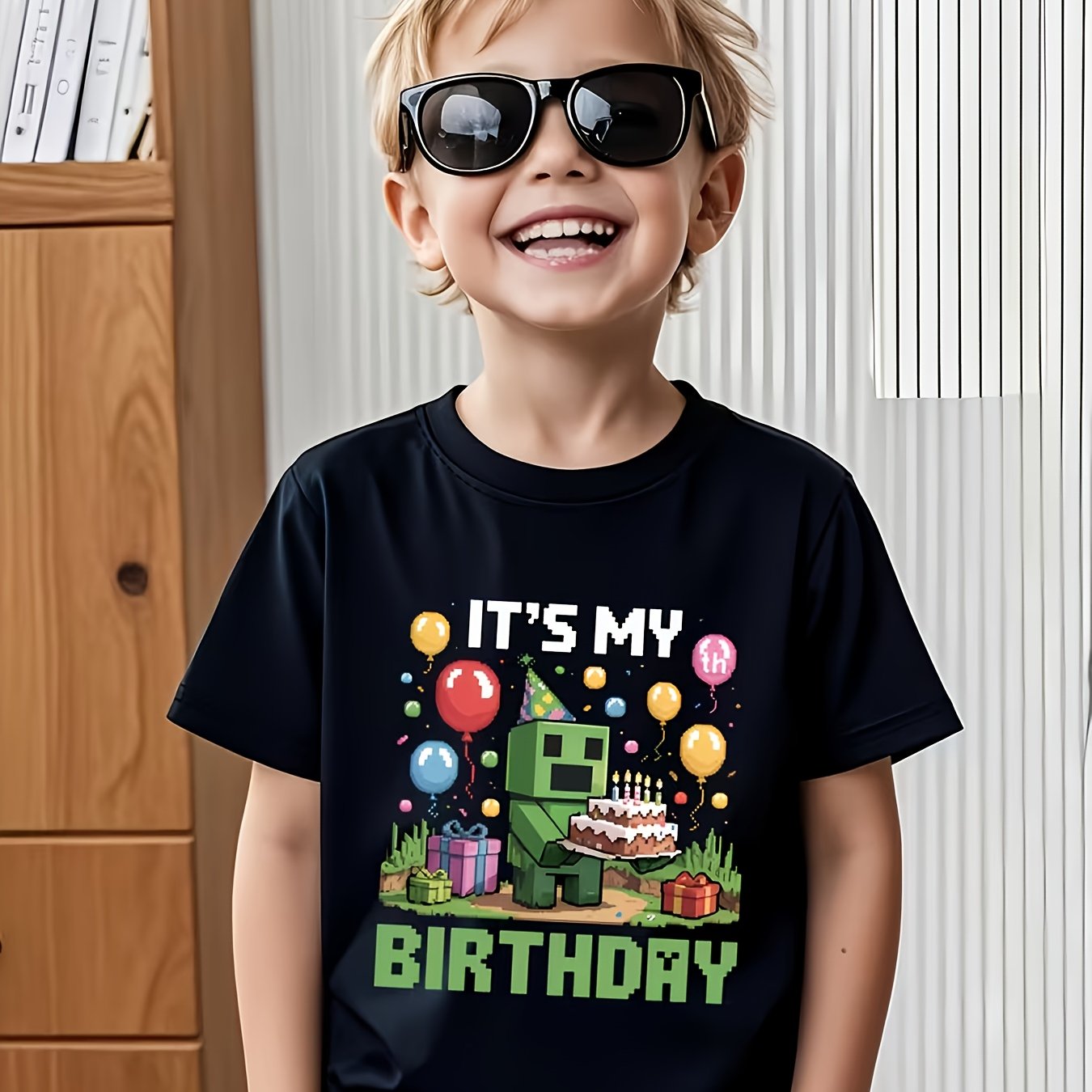 Image of Boys' Fashion Printed Casual T-shirt, Spring Summer Autumn Short Sleeve T-shirt, Boys' Outdoor Sports T-shirt Top
