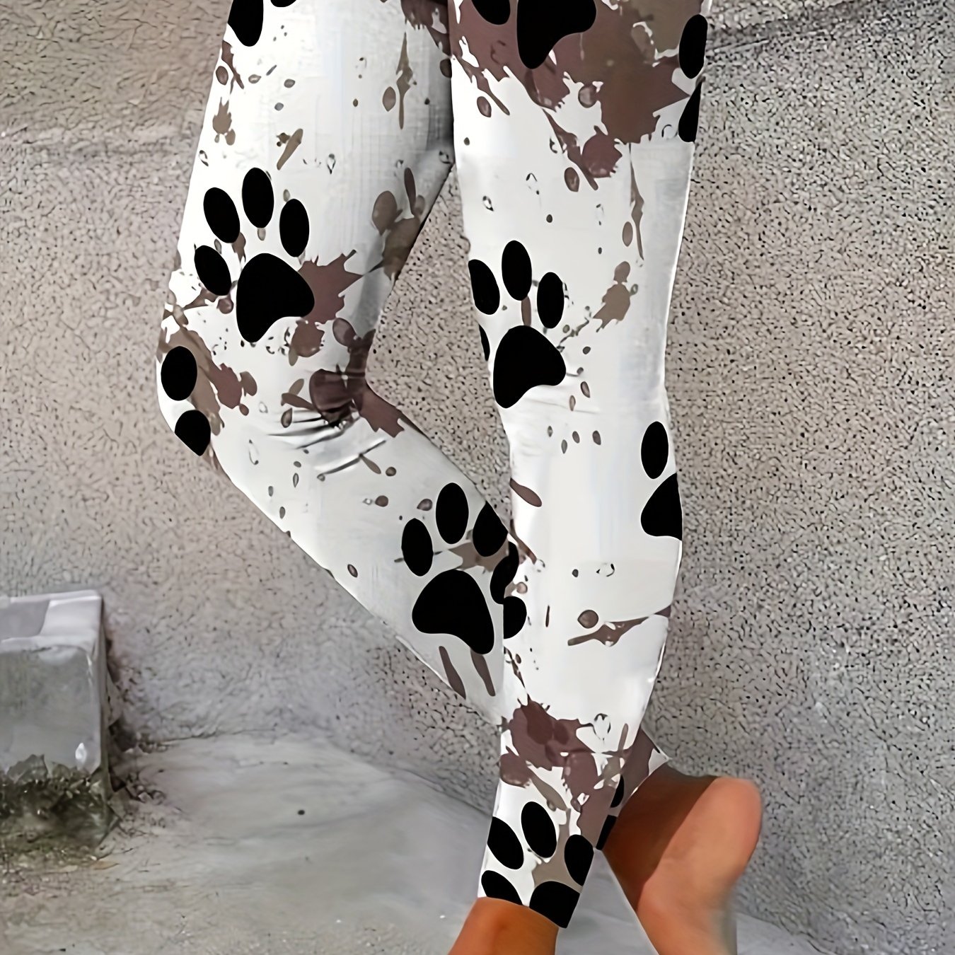 Targeted Version Women's New Base Trousers Animal Footprint Print Elastic Base Trousers
