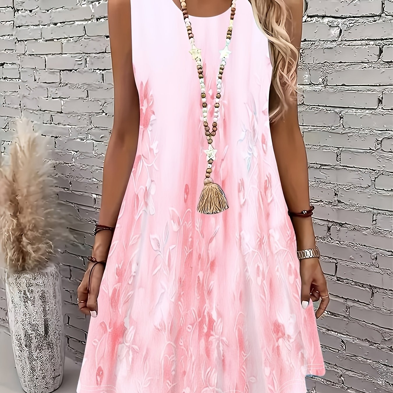 Women's Casual Floral Dress, Soft Breathable Milk Fabric