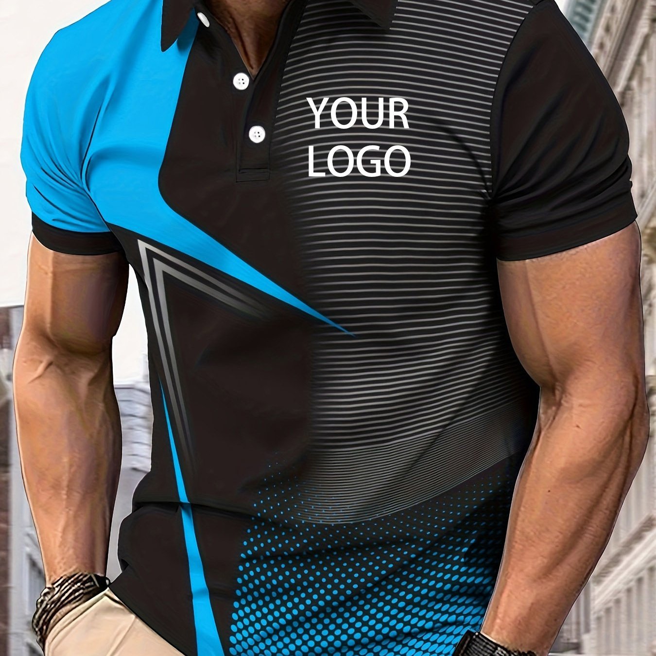 TEMU Men's Custom Geometric Golf Shirt, Outdoor Apparel, Semi-sheer Fabric, T-shirt, Non-3d Clothing, No Additions, Random Print
