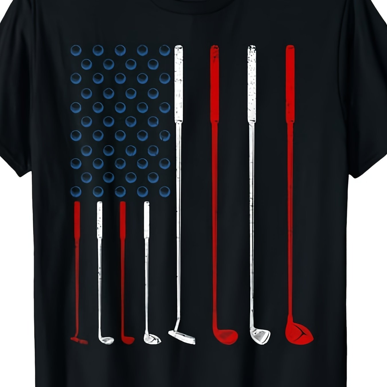 TEMU Golf Clubs American Flag T-shirt Same Style For Men And Women 2026 Summer Short-sleeved Printed T-shirt Pure