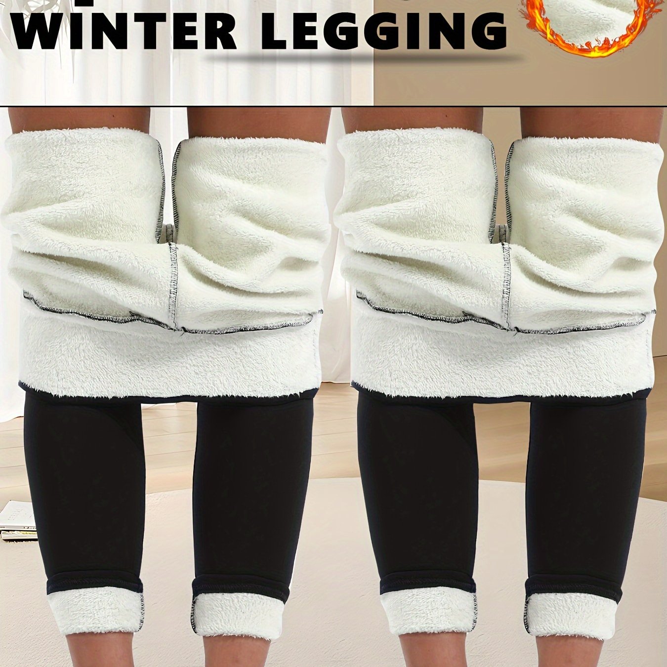 E-shop 2er-Pack Damen Winter-Leggings, verdickt, mit Thermofutter, warme kältebeständige Unterzieh-Leggings