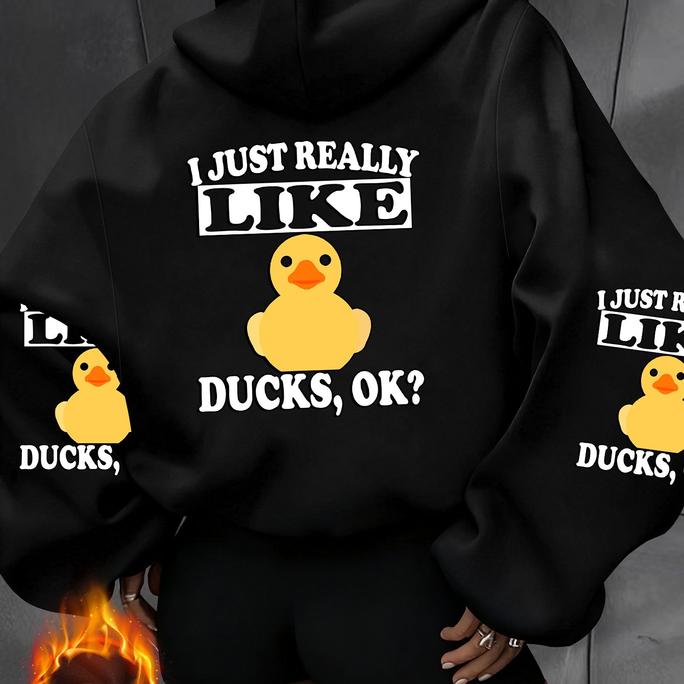 TEMU Women's Elegant Casual Fashion Sport Hooded Sweatshirt, Featuring A Unique And Fun " Dzzucks, Ok?" English Lettering And A Little Yellow Duck