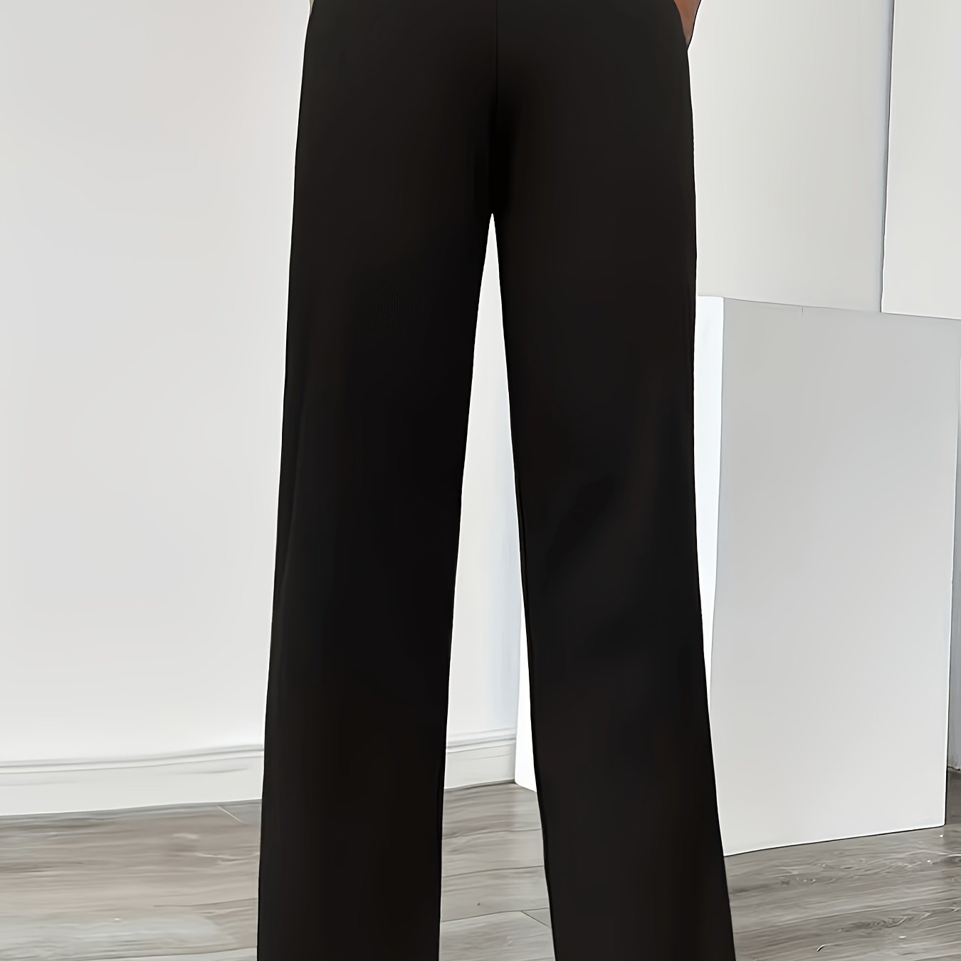 TEMU Plus Size, Women's Plus-size Straight- Trousers - Solid Color Stretch Pants Suitable For - Wear, Straight Fit For, Casual & Formal Outfits, Hand