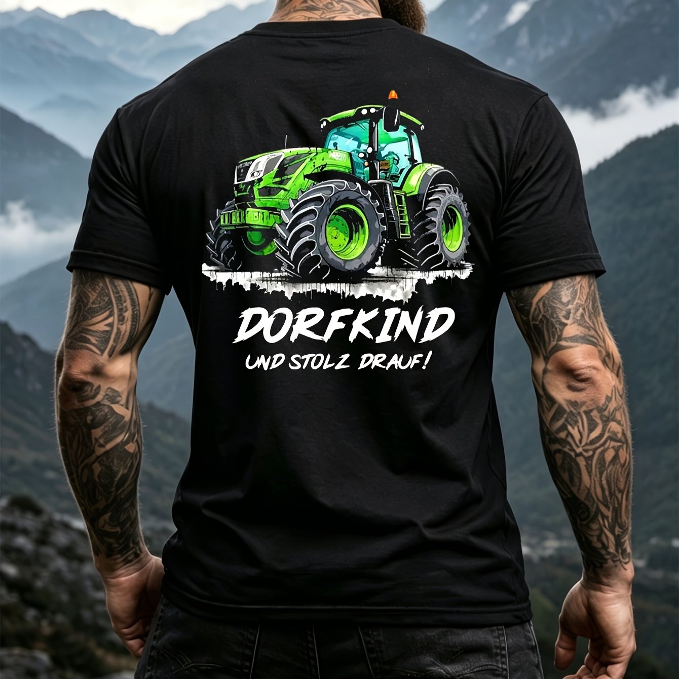 With & Print - Breathable Round Neck Casual Shirt Suitable For Farming, Lifestyle, Outdoor Leisure, Machine Washable, All- For Tractor & Agricultural Events