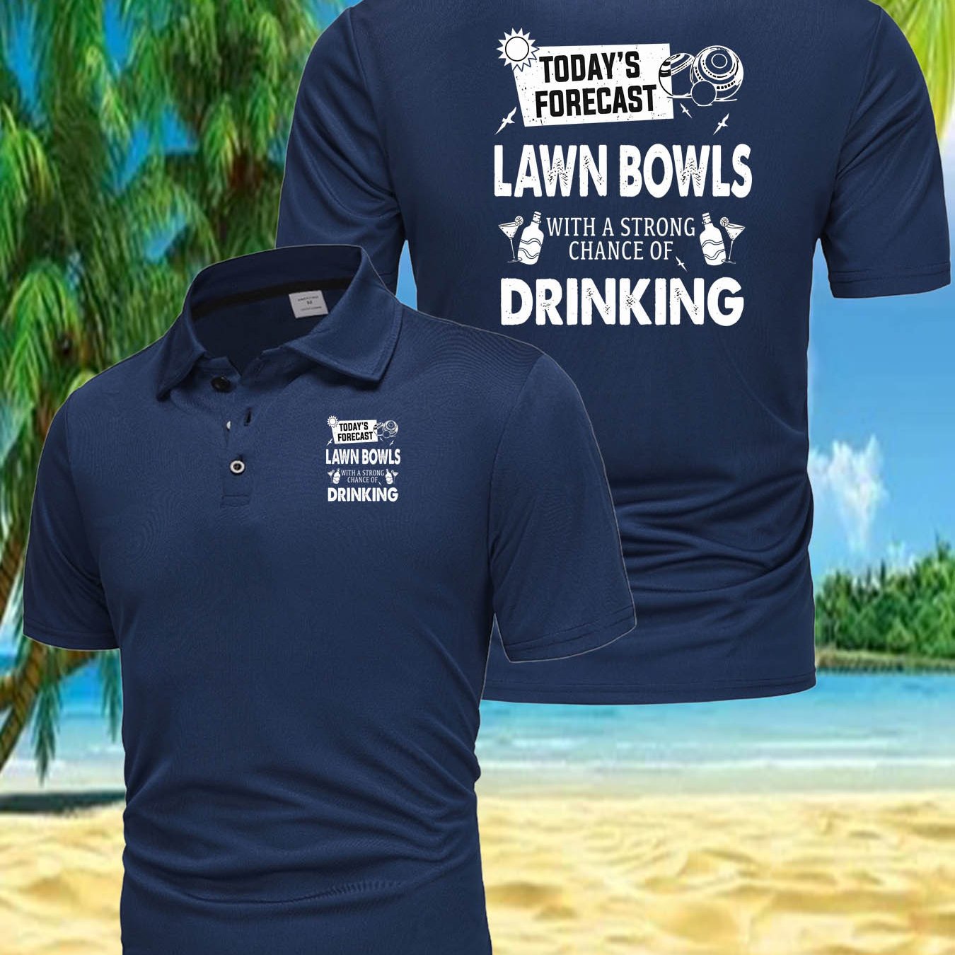 TEMU Summer 's Fashion Versatile Collar Shirt, Individual Fun Letter "lawn Bowls" Theme Pattern Front And Back Print, Design Heat Transfer Craft |