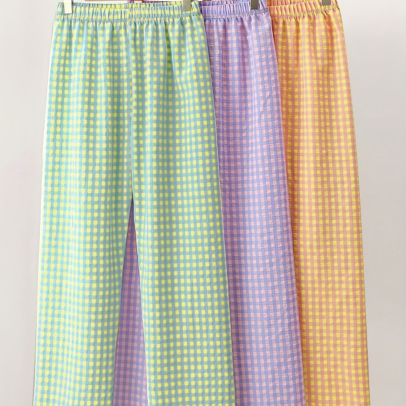 Image of 3-pack New Long Pants For Women, Autumn/winter Thin Candy-colored Korean Style High-waisted Loose Casual Straight-leg Sleepwear