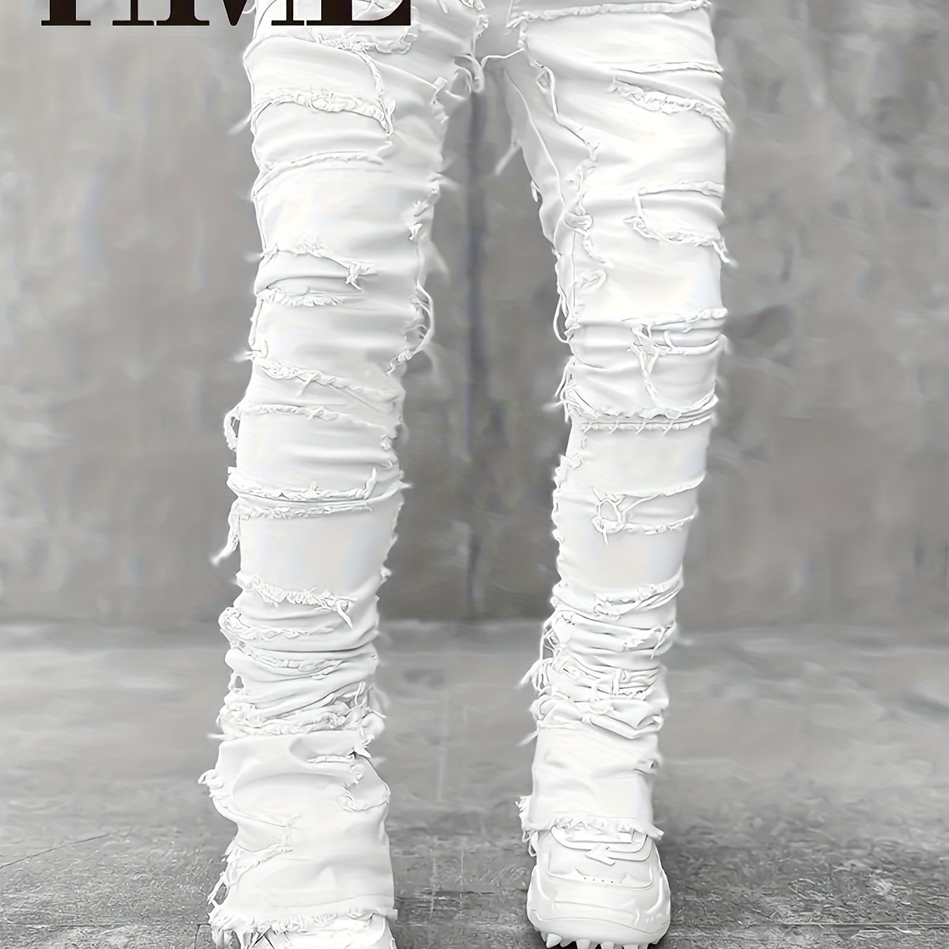 TEMU Jeans Homme Slim-Fit à Ourlet Frangé - Pantalon Streetwear pour Style , Lavable à , Couleur Unie, Tenue Décontractée Toute pour Looks Modernes à