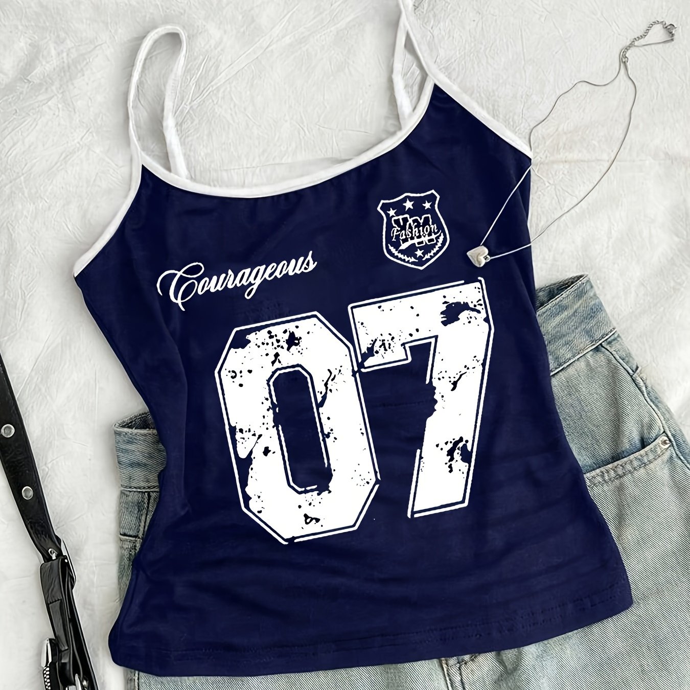 Image of Teenage Girls Slim Fit Casual Sports Digital English Printed Suspender Basic Sports Vest