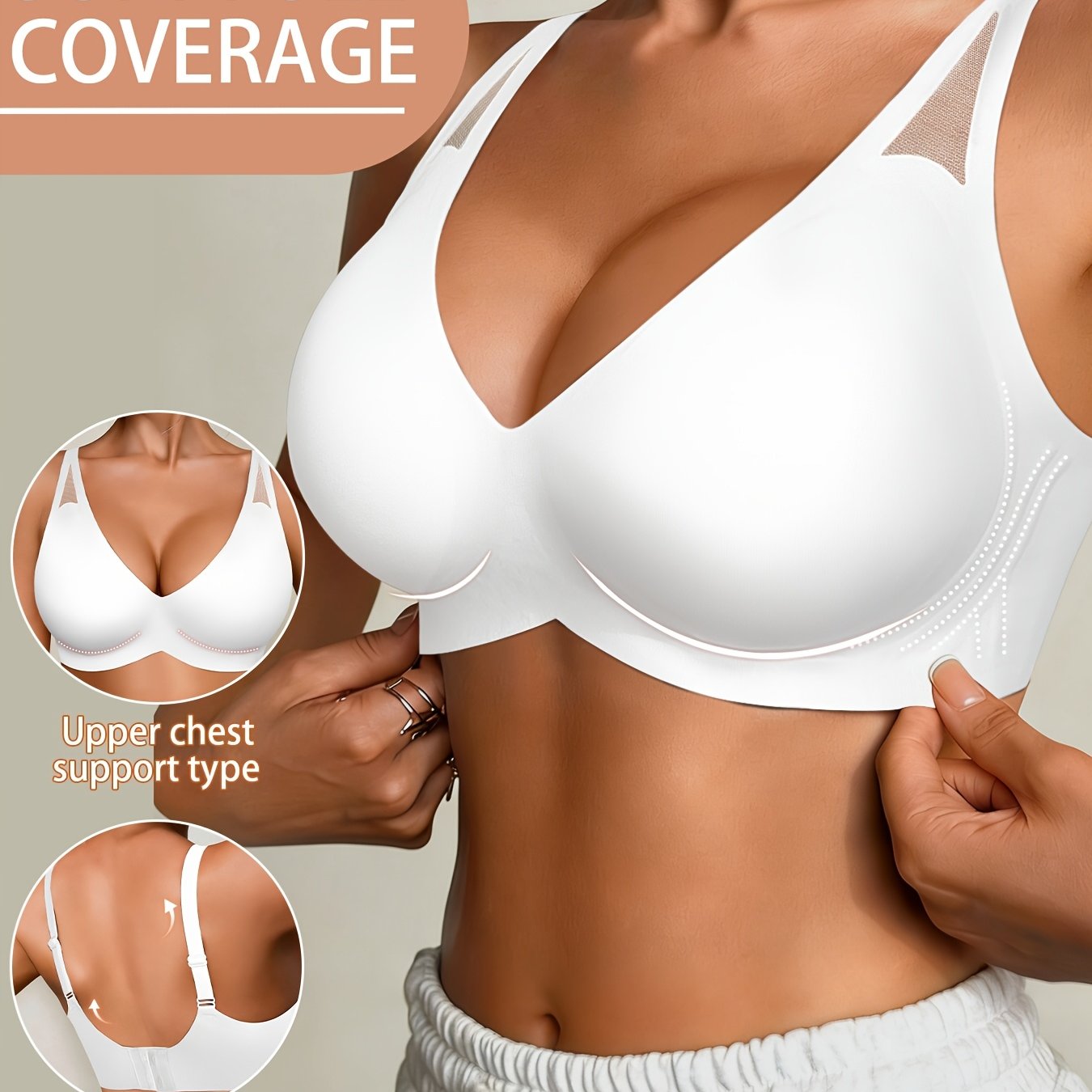 Image of Women' Push-up Bra With Removable Cups & | Soft Mesh Full Coverage, Breathable Mesh Back Lift, No Underwire Compression, T-shirt Friendly Non-sheer Lingerie For Casual Attire, Hand Washable