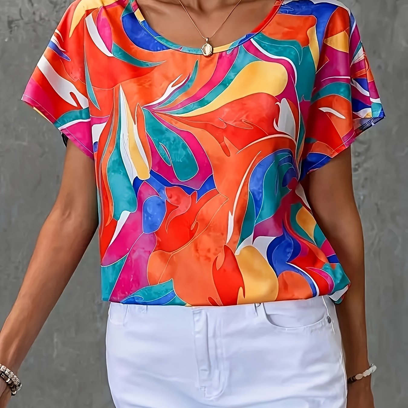 Plus Size - Plus Size - Plus Size Women's Casual Printed Top