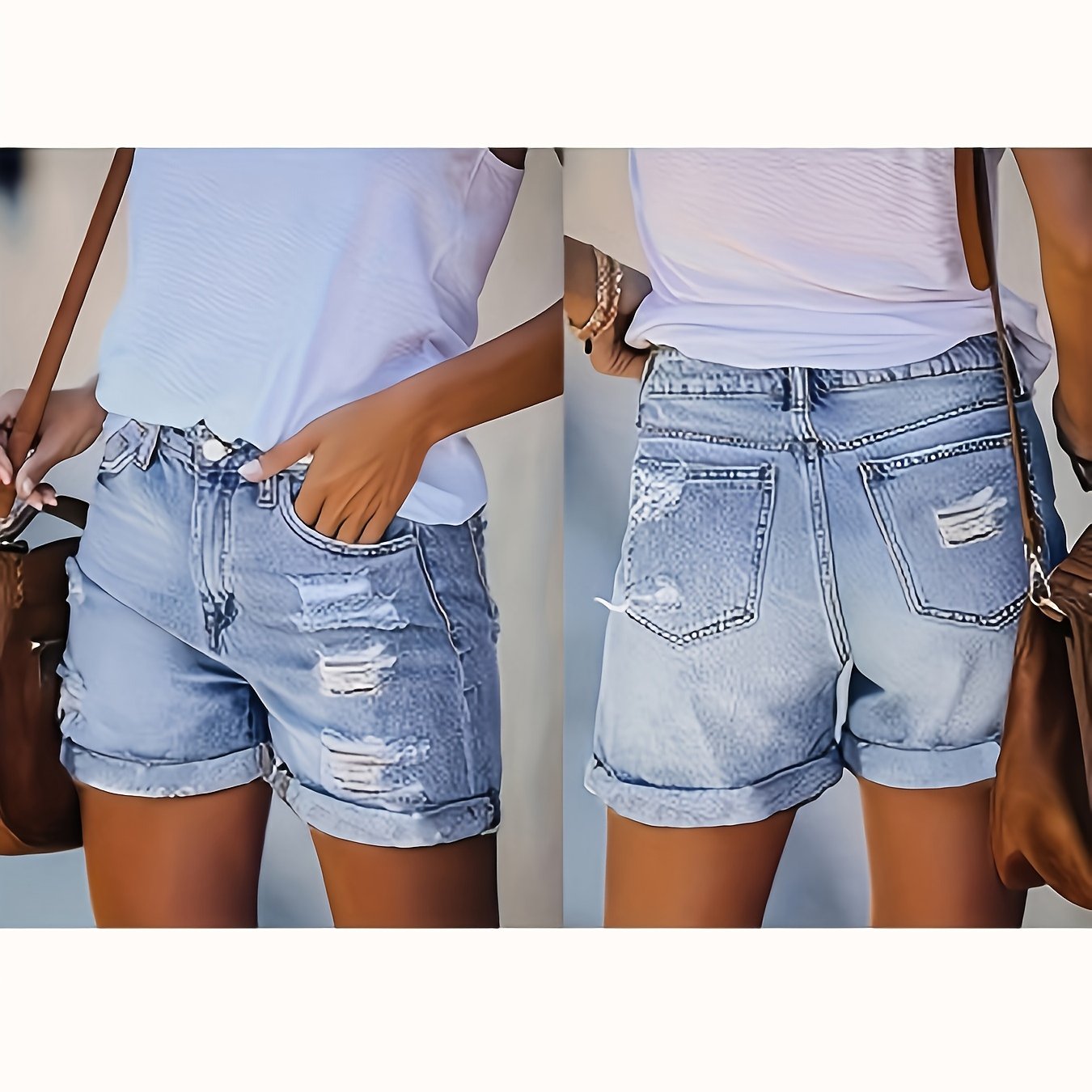 9025# New Women's Distressed Denim Shorts