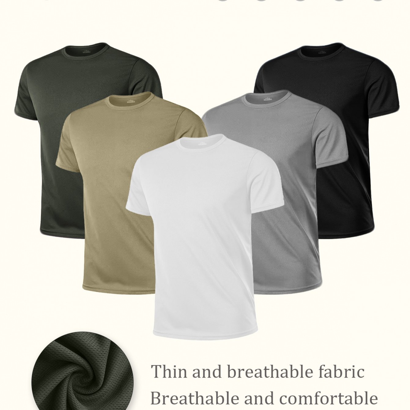 TEMU 5-pc Men's Casual Comfortable T-shirts, Breathable, Moisture-wicking Crew Neck Short-sleeve Tops, Stylish Short-sleeve Tops, Clothing, Suitable