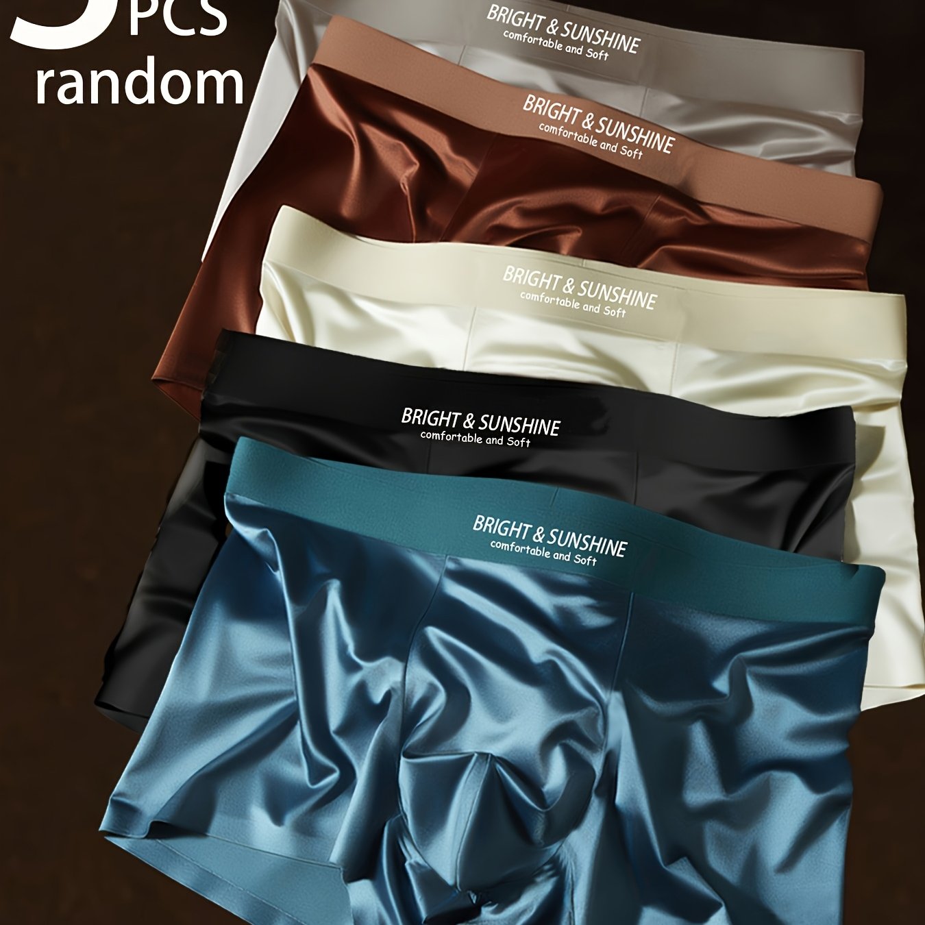 [brovanic] Random 3pcs Men's Boxer Briefs, Lightweight Fabric, Easy Solid Colors, Fresh And Breathable, Fashionable