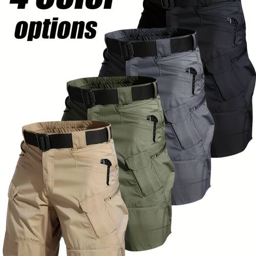 2 pack mens cargo shorts lightweight quick drying breathable multiple pockets no belt grey and beige great for hiking and outdoor activities mountaineering gear