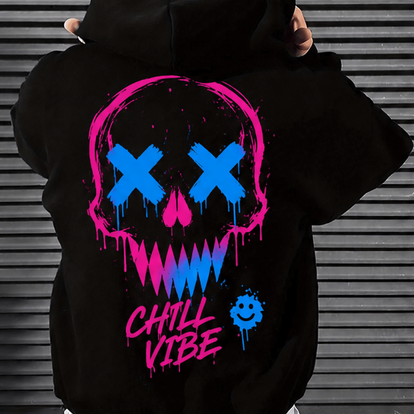 Image of 's Hoodie Neon Skull And Vibe Theme Trendy Printed Sweatshirt Streetwear Style For Man's Hoodie Thickened Sweatshirt Autumn Winter Casual Daily Wear Gift For