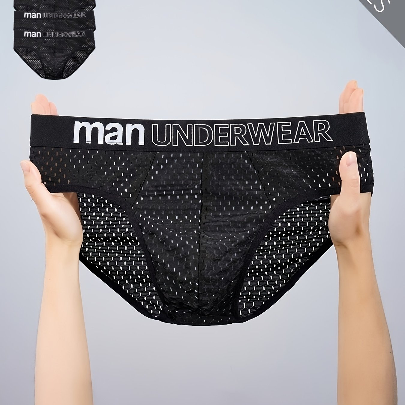 TEMU 5pcs Men' Fiber Fabric Breathable Loose-fit Underwear, -feel Mesh Men's Briefs