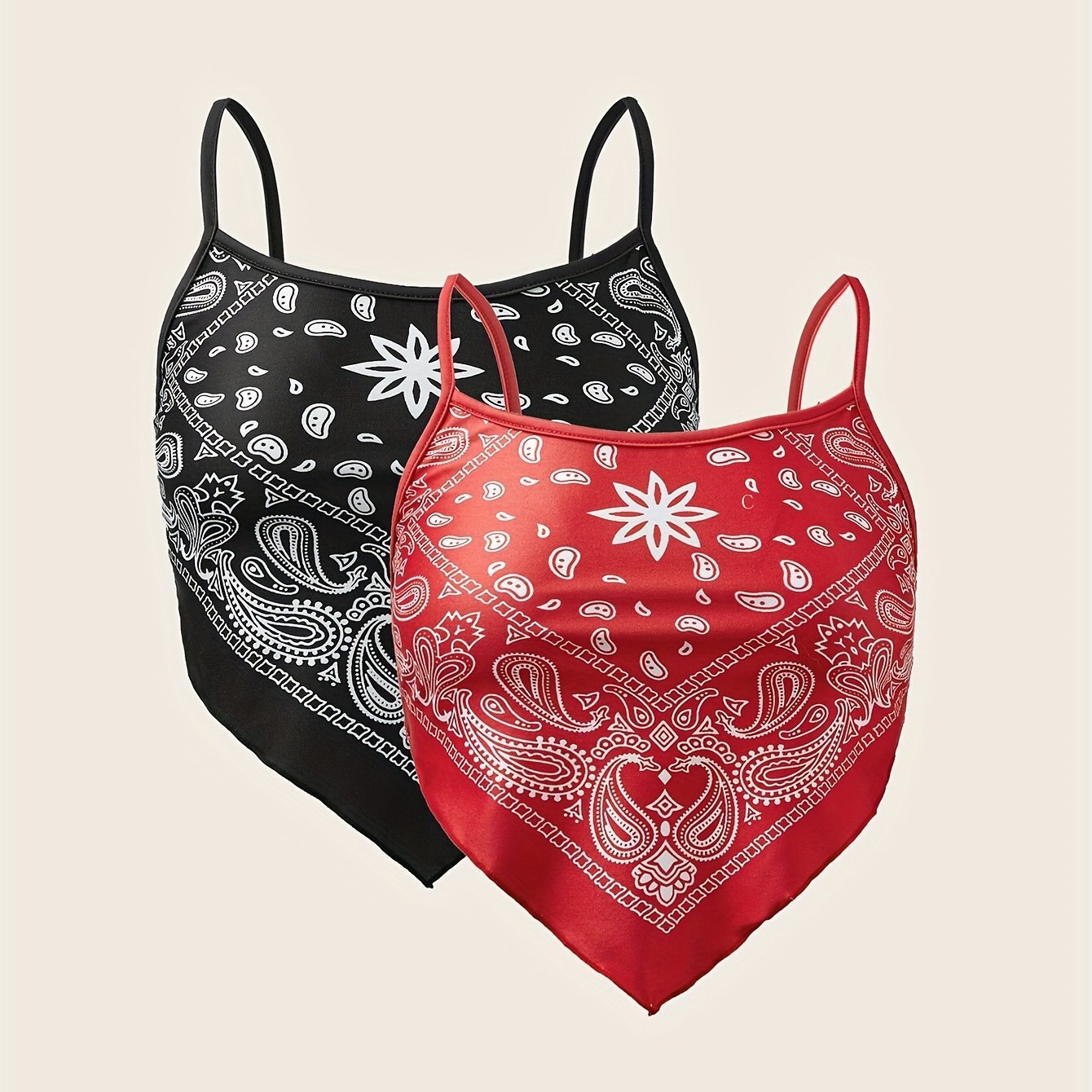 Women's Slim-fit Paisley Print Camisole Top - Versatile Street Style Short Tank Top For A Look