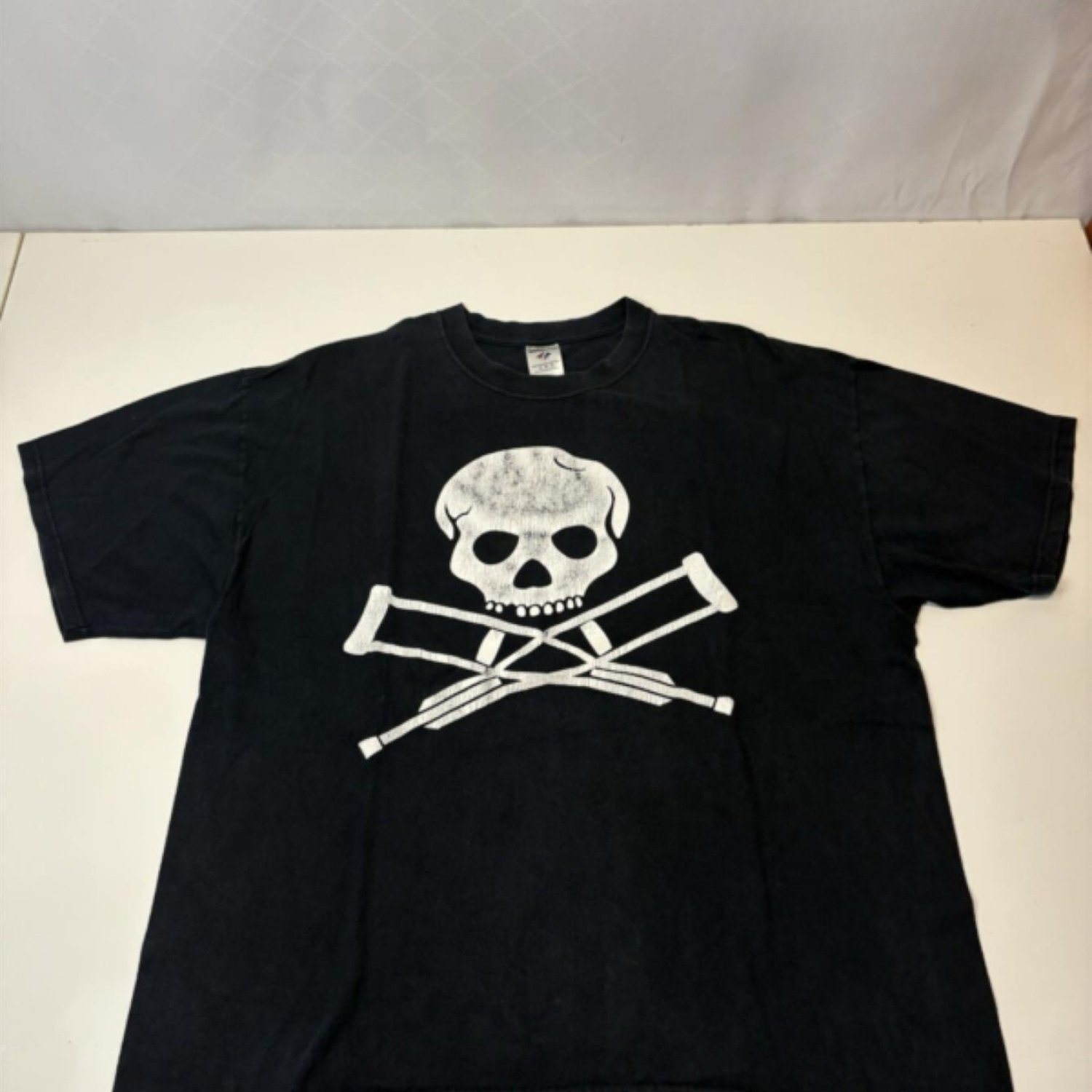 TEMU Men's Vintage Y2k Printed T-shirt - Skull And Pattern Black Short Sleeve, Regular Fit, Machine Washable, Style