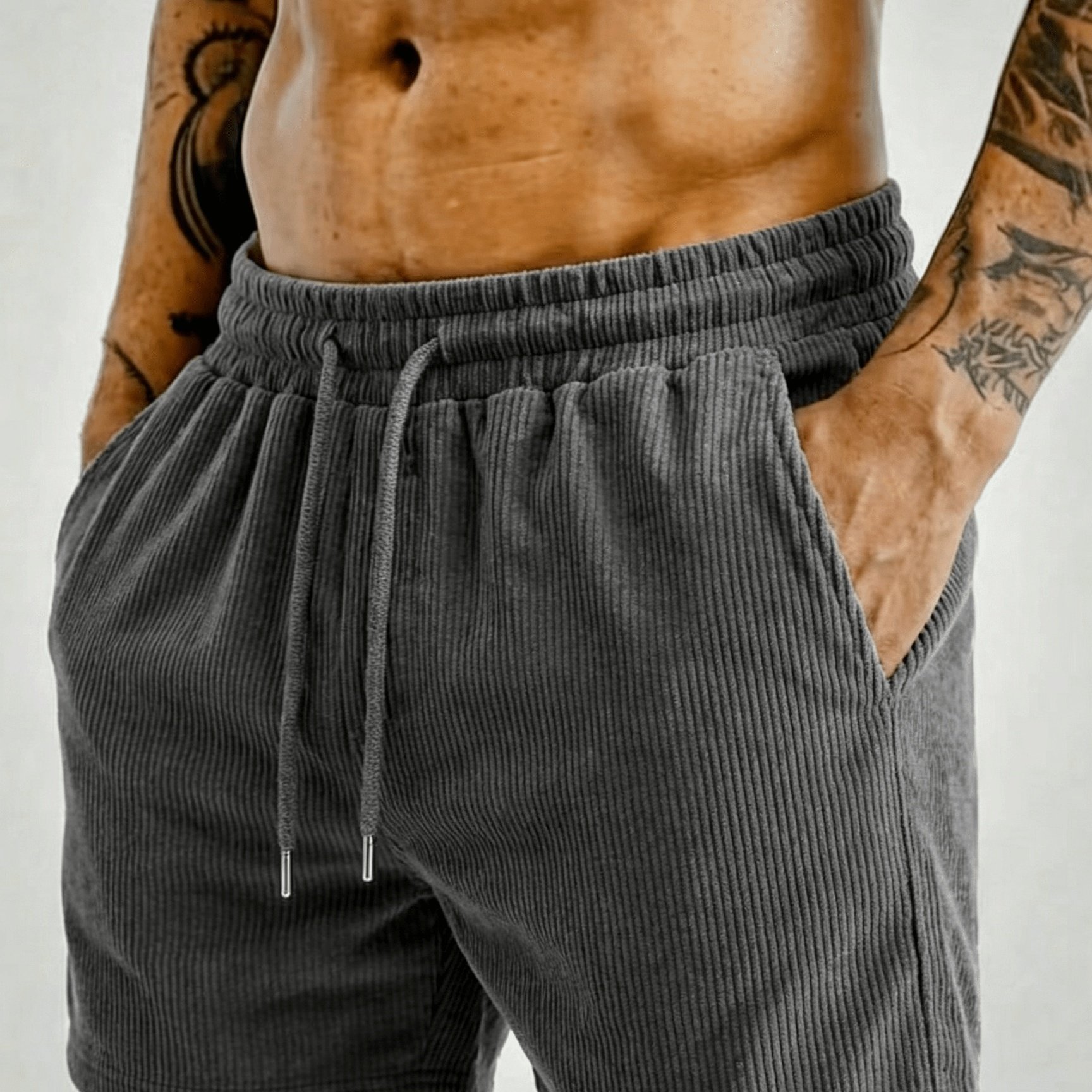 Men's Casual Shorts Men's Joggers Corduroy Knitted Fabric