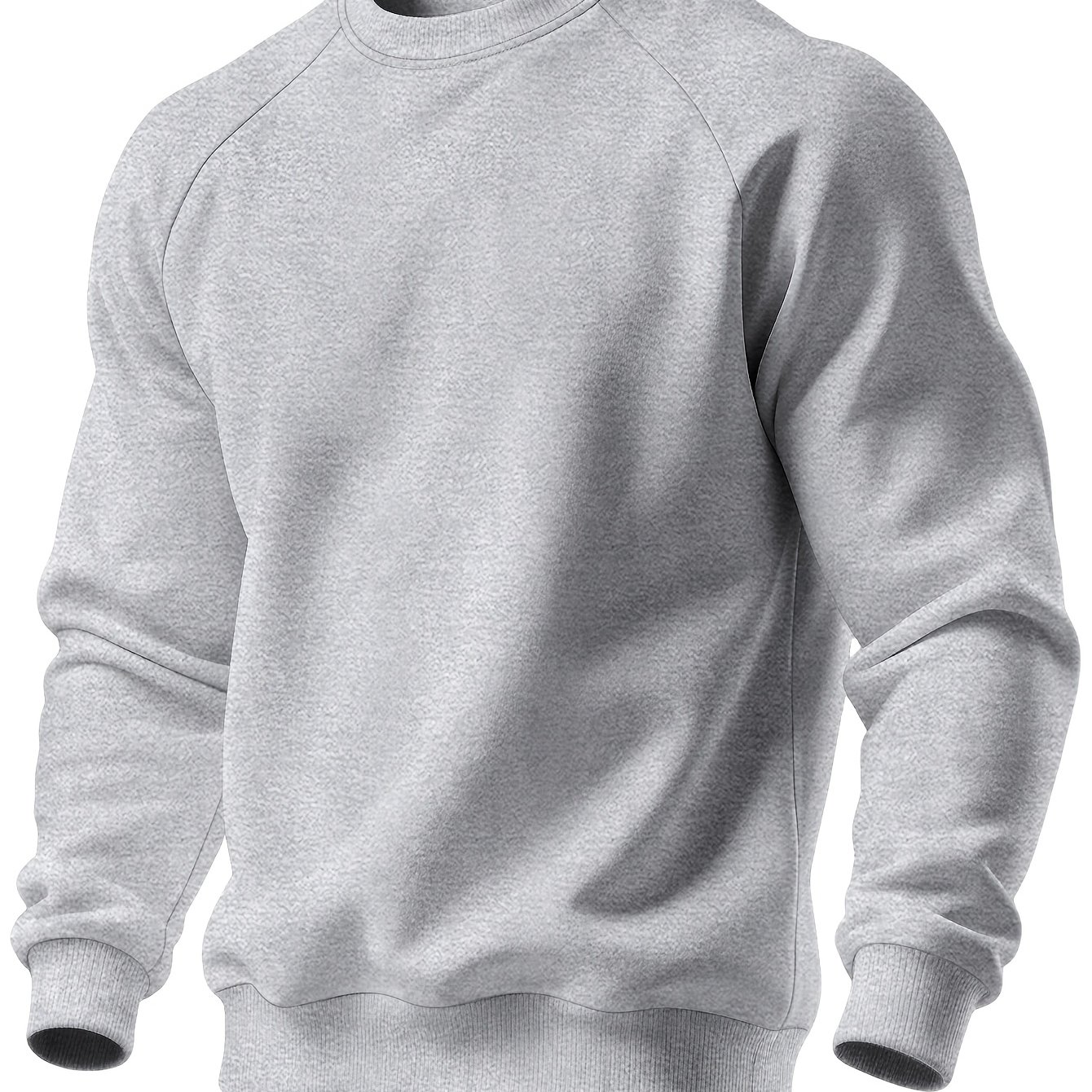 TEMU (250g Brushed Fabric) Men's Autumn And Winter -blocking Top Fashion Casual Fitness Sports Fleece Long-sleeved Round Neck Sports Raglan Sleeve