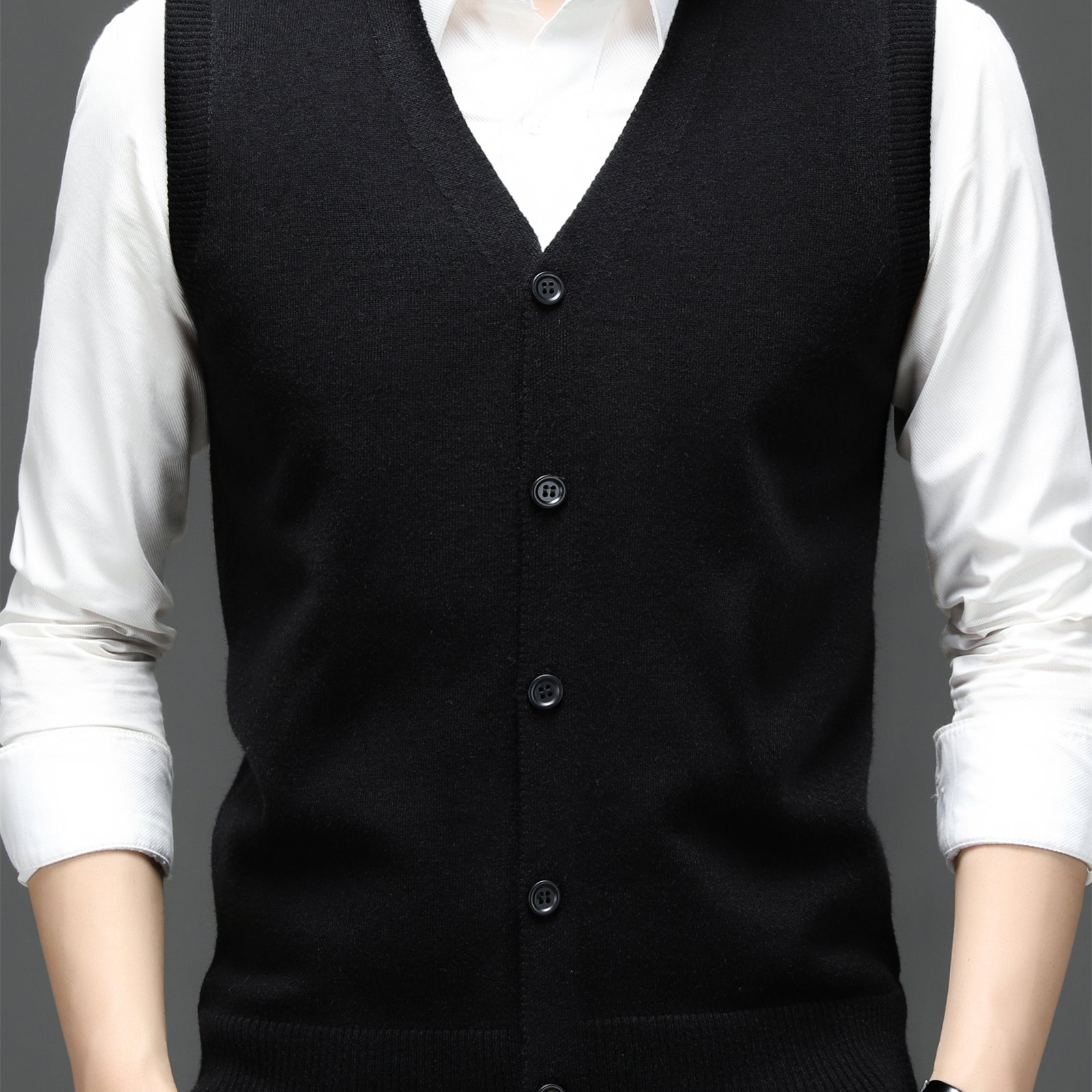 TEMU Men's V-neck Knit Vest, Solid Color Knitted Cardigan Vest, Men's Fashion Knitwear Dsn