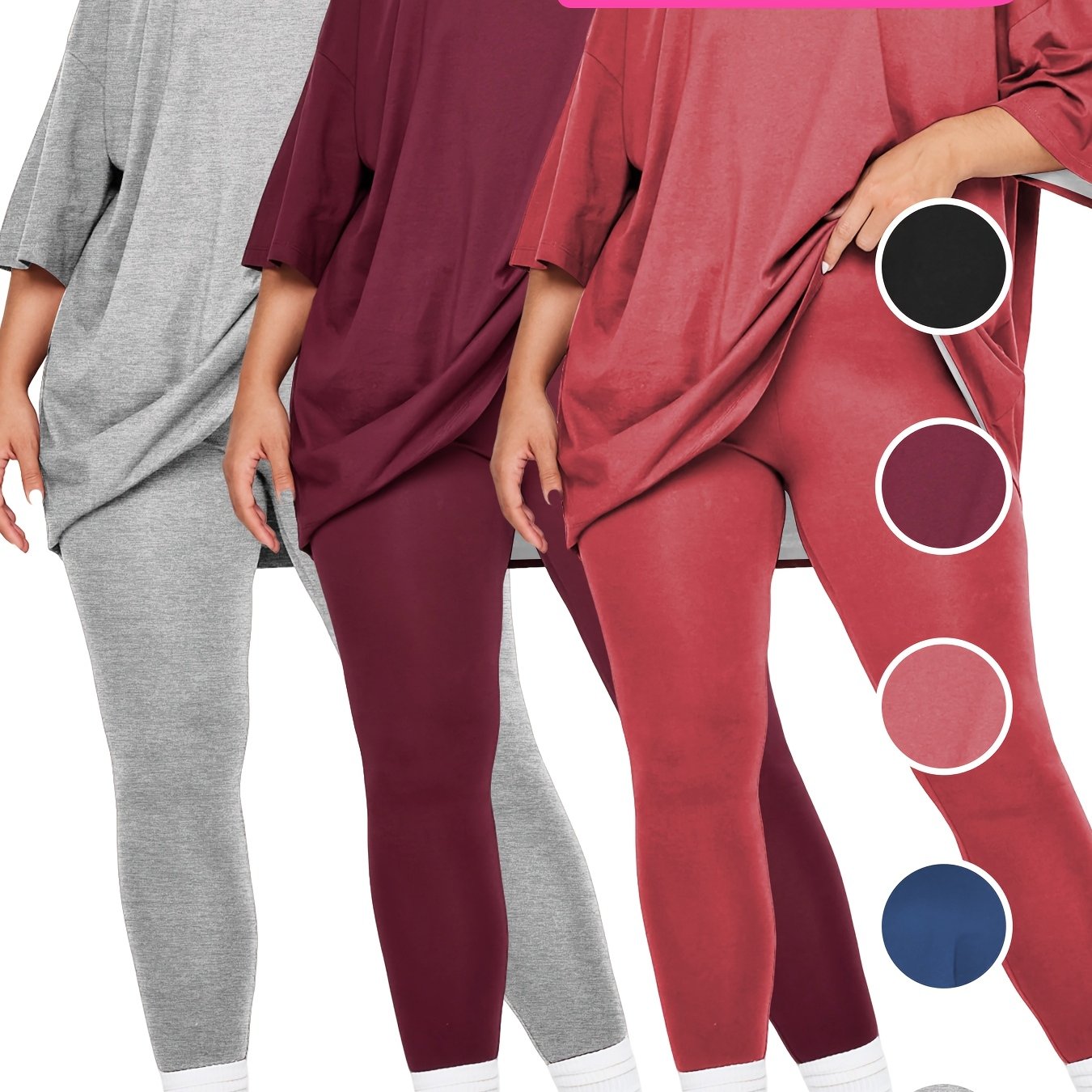 TEMU 3-pack Random Color Women's Short Sleeve And Pants Set