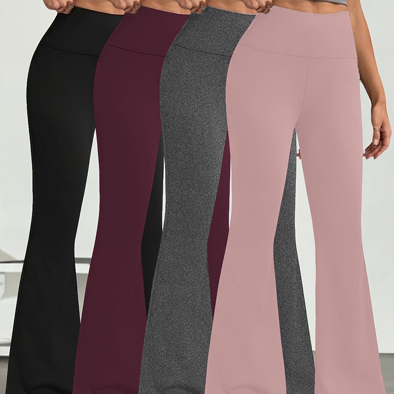 4-Pack Women's High Waisted Flare Pants