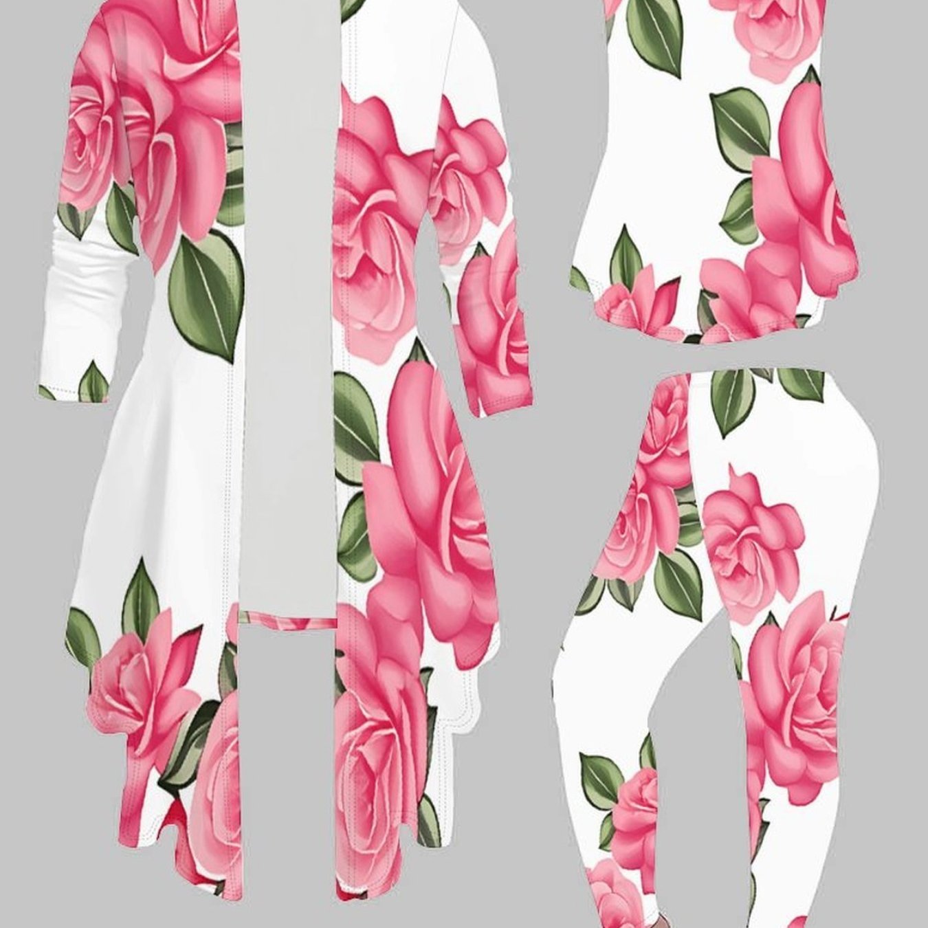 TEMU Women's 3pcs Loungewear Sets, Printed With Floral, Marble, Gradient Wash, Clover, Leopard And Other Patterns; Casual Tie-dye Including Long