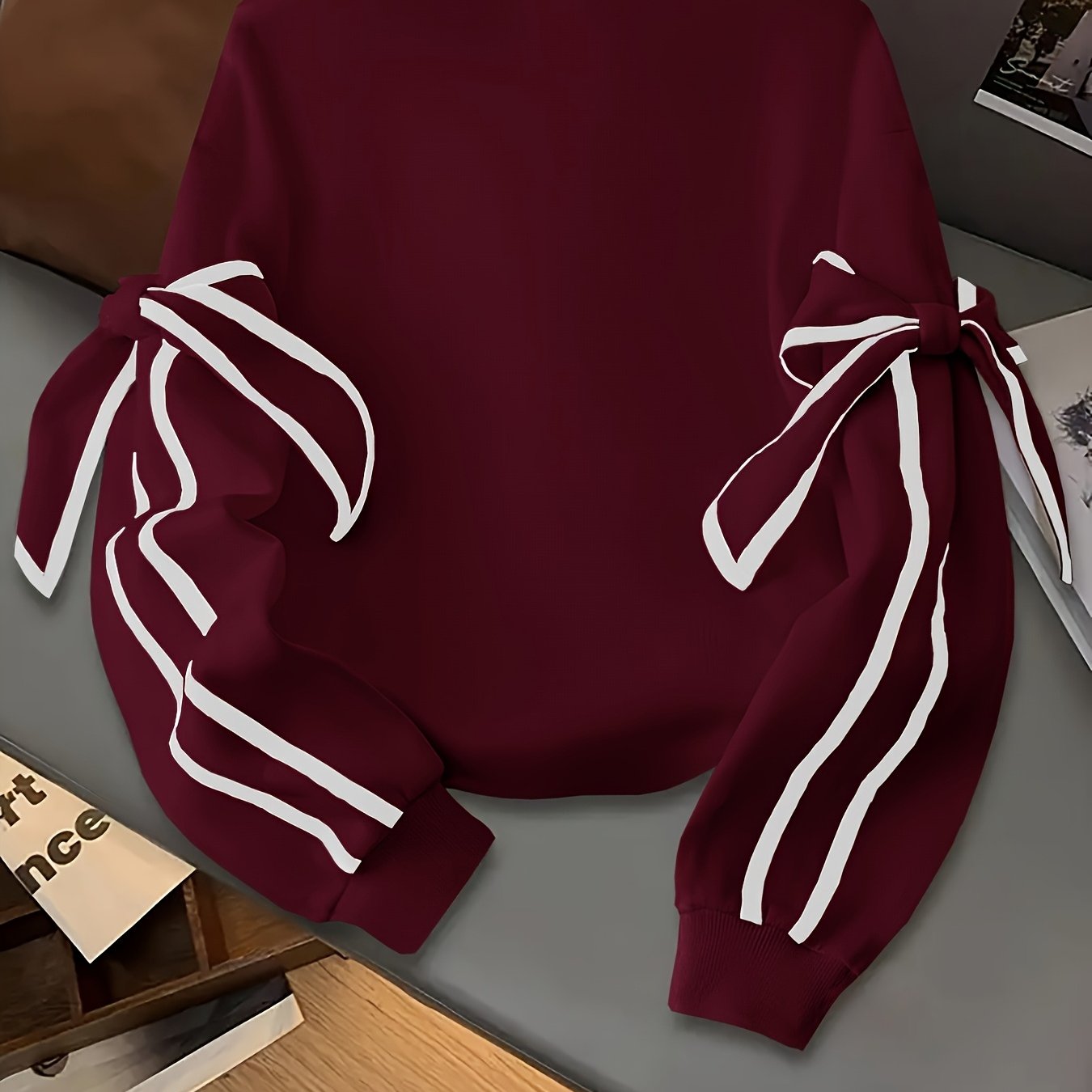TEMU Spring And Summer Fashion European And American Women's Clothing Design, Long Sleeve Round Neck Hoodie, Fashionable Casual Women's Top,