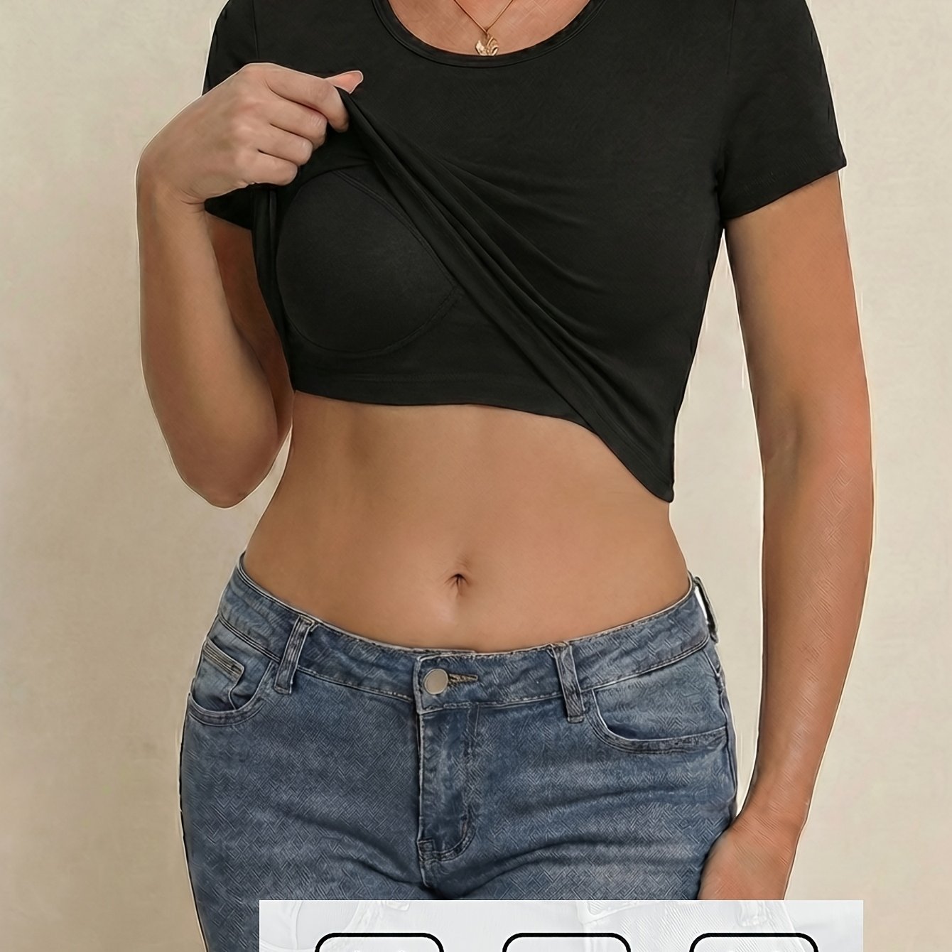 TEMU 1pc Women's 2-in-1 Short Sleeve Top With Built-in Cup Holder Coaster, Women's Athletic Short Sleeve Top, Regular Shoulder Round Neck Slim Fit
