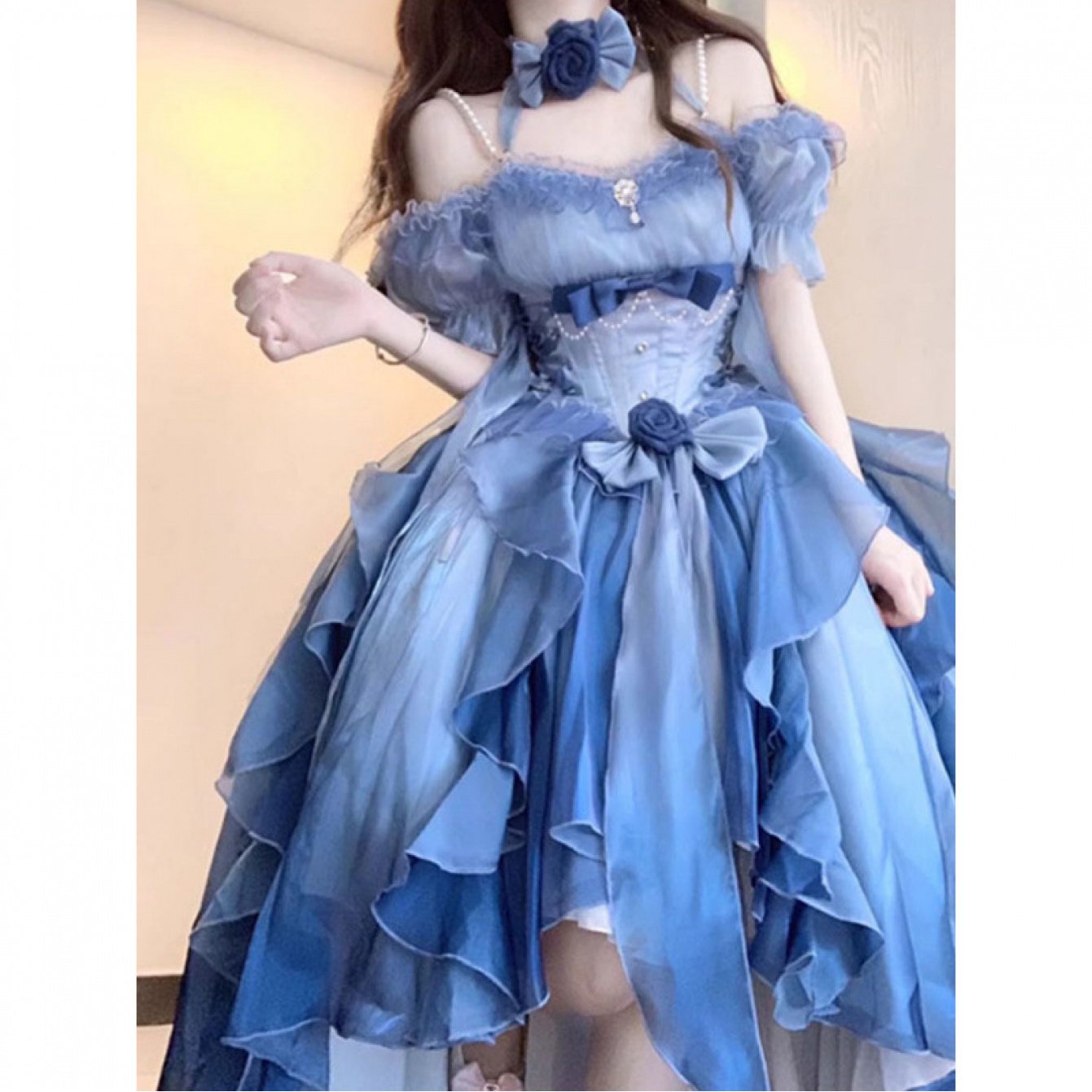 TEMU ロタイル ドレス テーマパーティー対応 - 高耐久 裾丈丈物 だプリンセスドレス フロントショート丈・バックロング付き 伸縮性なし ロタイル衣装 結婚式/プロム/写真撮影用