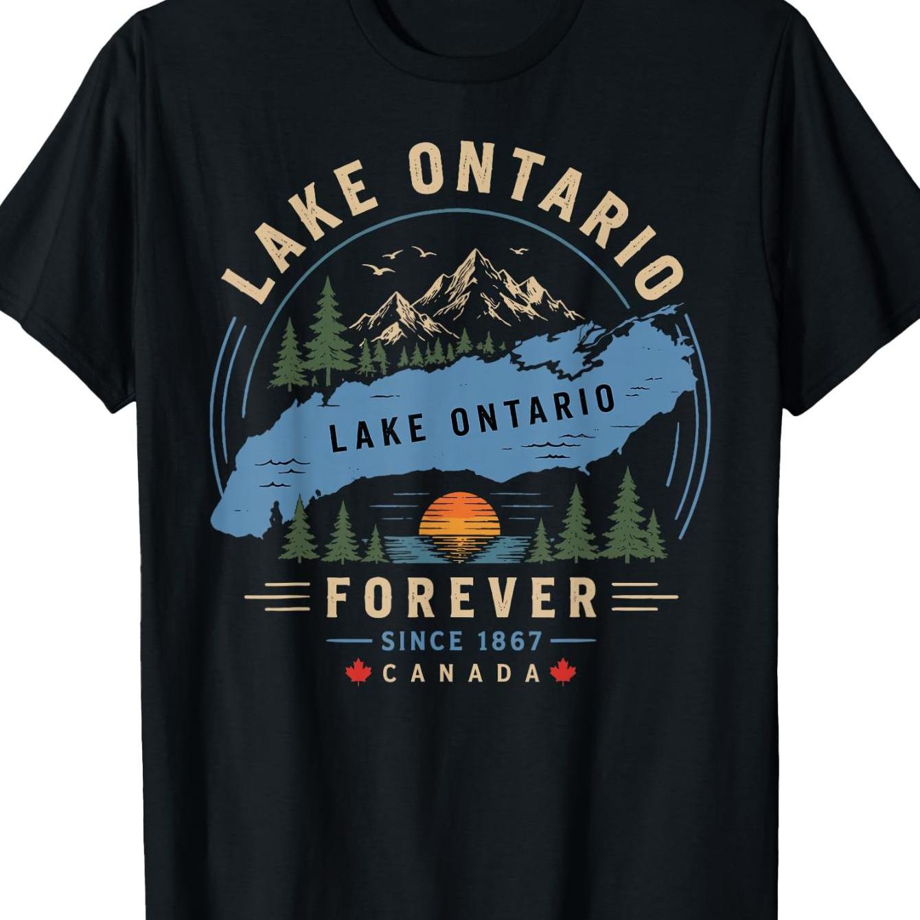 TEMU T-shirt vintage au bord du Lake Forever Canada Since 1867