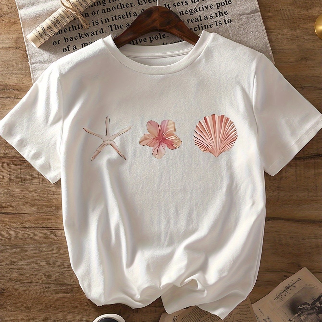 TEMU Girls Short-sleeved T-shirts For Summer, Simple, Pure Cotton, Comfortable, Breathable, Summer, Round Neck, Pullover, Teenagers' Clothing Tops
