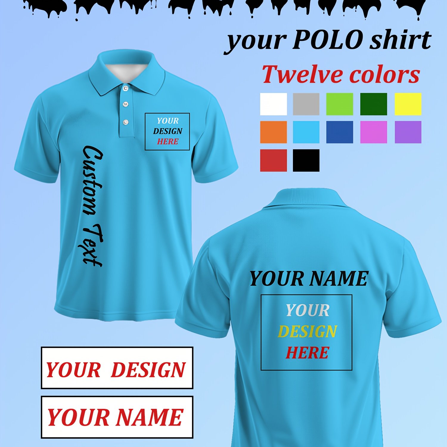 TEMU Custom Work, Competition, Leisure Theme Shirts, Personalized Logo, Name And Picture Customization, Plus Size, Suitable For Work Or Casual Daily
