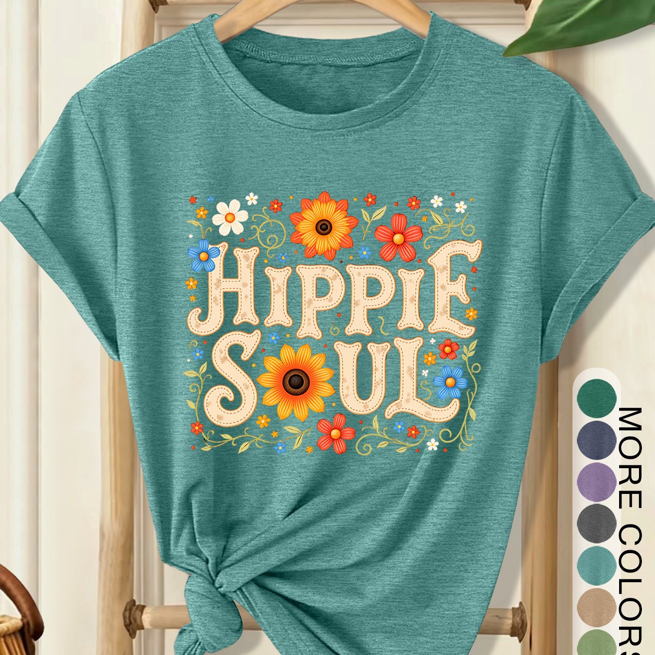 TEMU Women's Elegant Style Plus Size Loose Short Sleeve Hippie Soul Bohemian Floral Print Round Neck Comfortable Soft Breathable Summer Short Sleeve