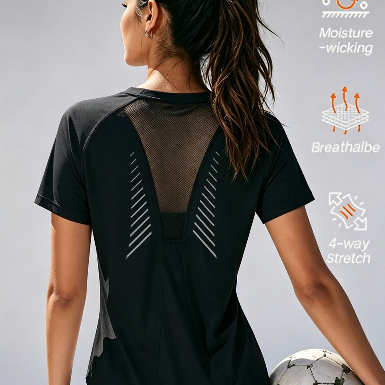 TEMU Fitness Short Sleeve Women's Quick- Yoga Pilates Training Short Sleeve Sports T-shirt