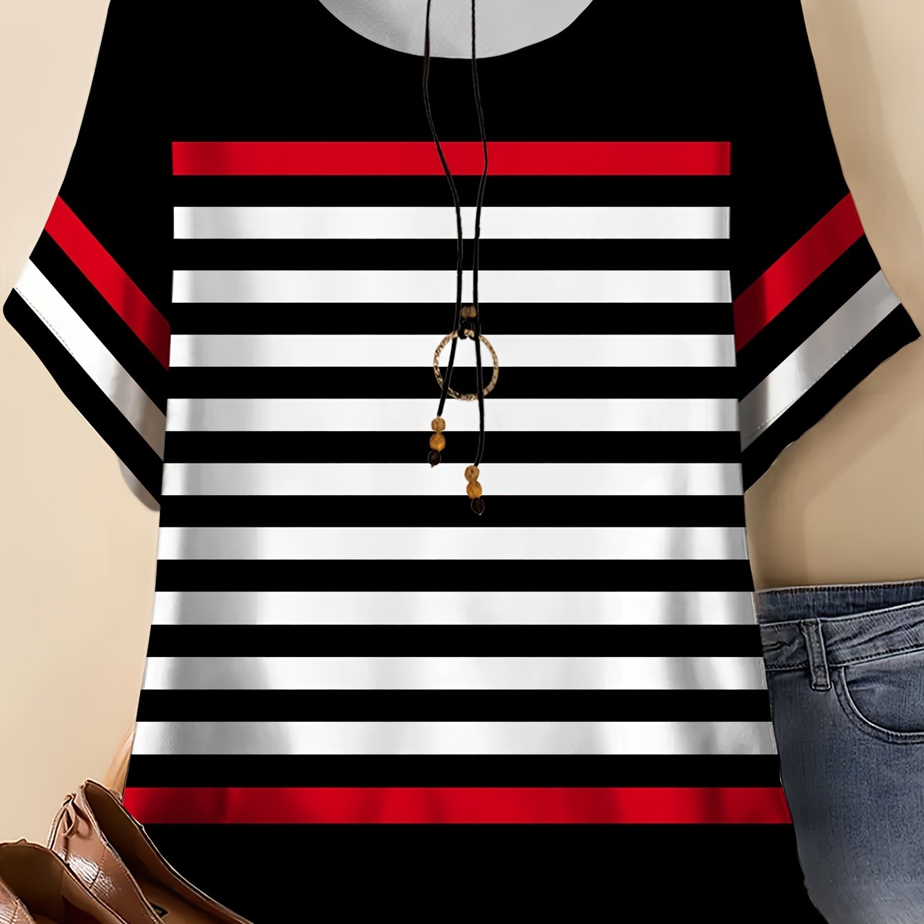 TEMU Plus Size, Women's Plus-size Oversized Crew Neck T-shirt - Short Sleeve Blouse-compatible Top | Lightweight Stretch Fabric, Full Shirt Suitable