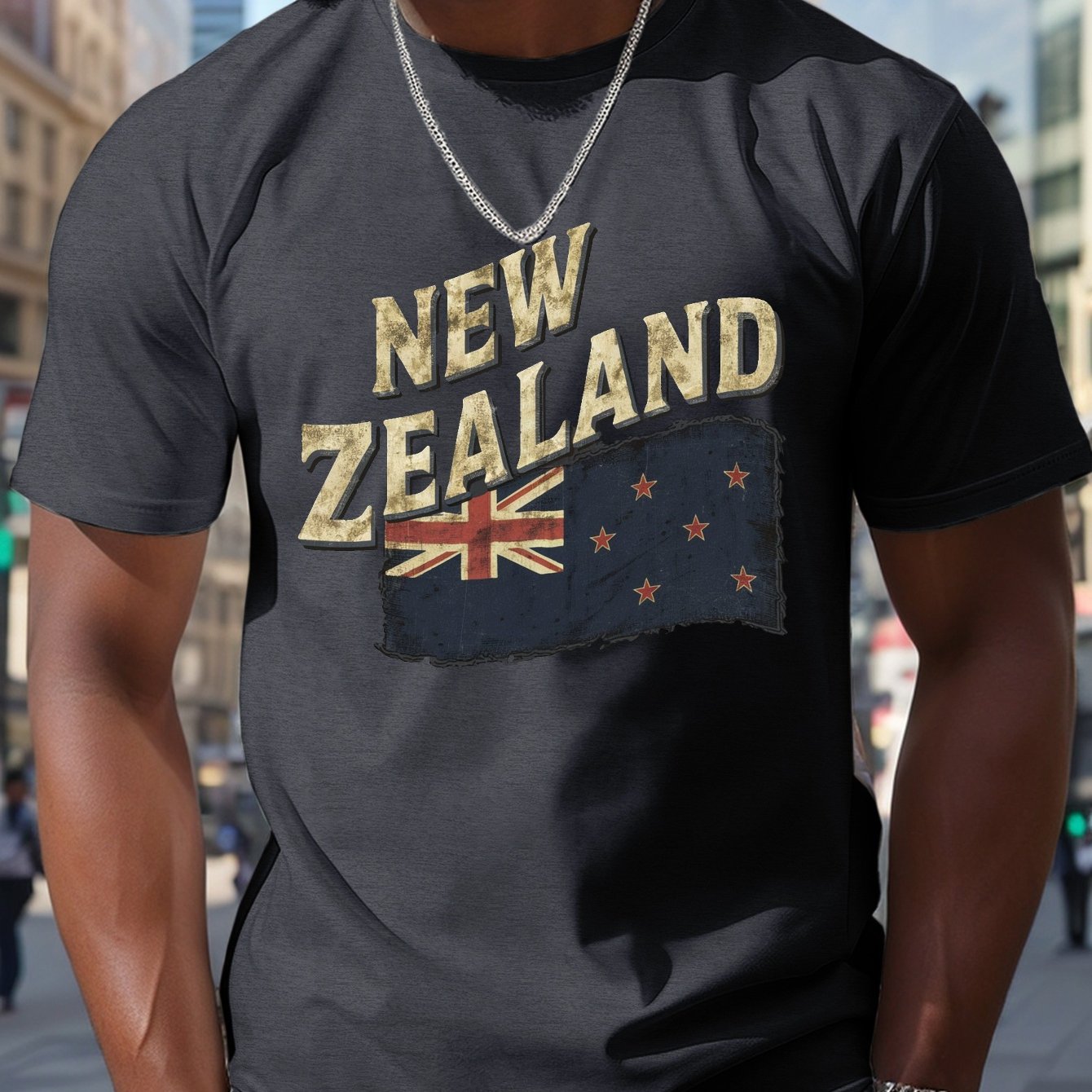 TEMU Vintage New Zealand Flag Print Tee Shirt, Tees For Men, Casual Short Sleeve T-shirt For Summer