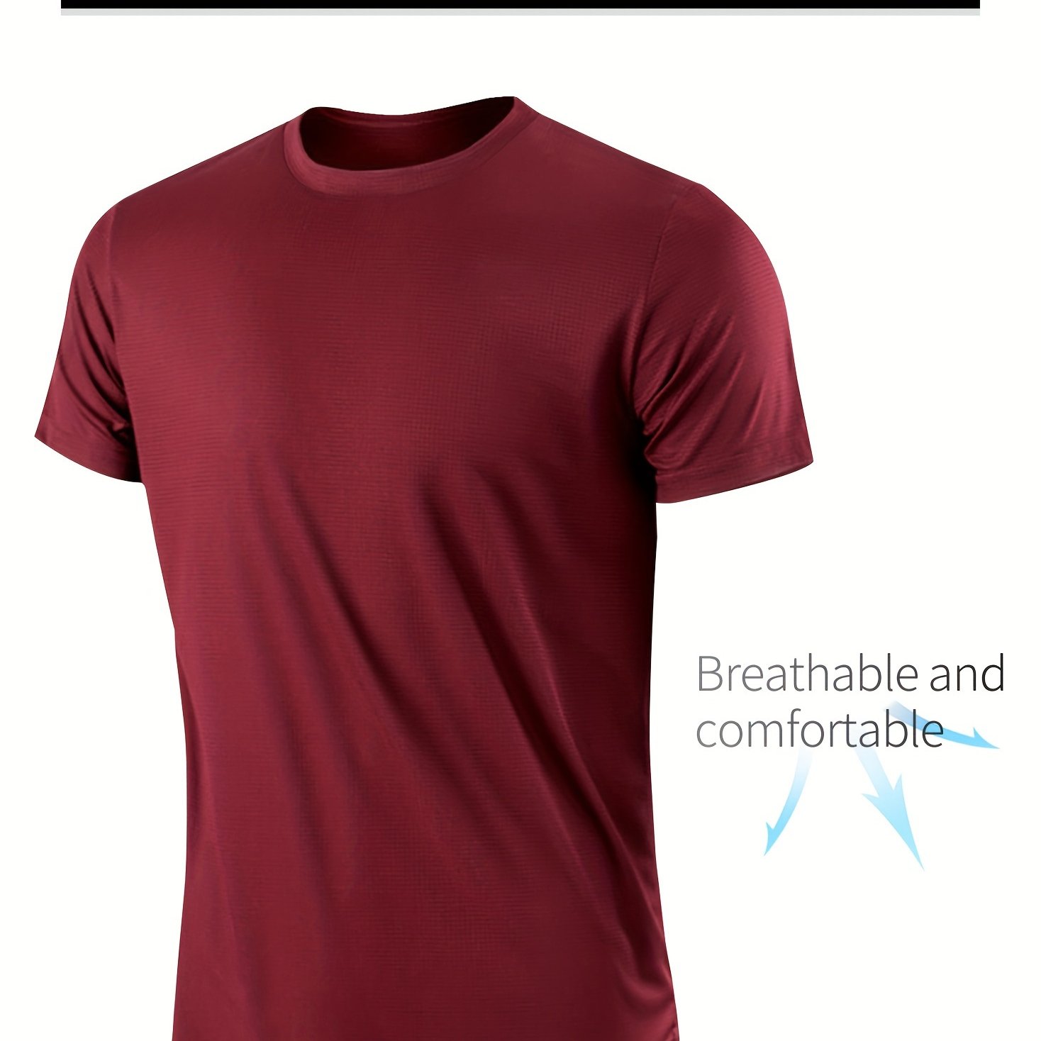 TEMU Men's Ultra-thin Quick-dry Athletic Shirt, Fashionable Lightweight Breathable Casual Sports Fitness T-shirt, Moisture-wicking Short Sleeve Top, Gym Wear