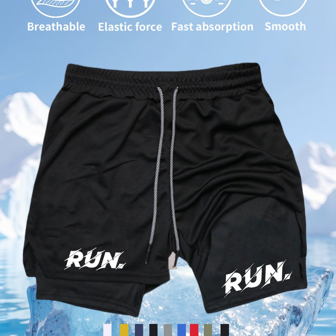 TEMU Men's Quick-dry Running Shorts | Elastic Waistband, Breathable Lightweight Design For Gym, Outdoor Activities, And Daily Wear, Available In