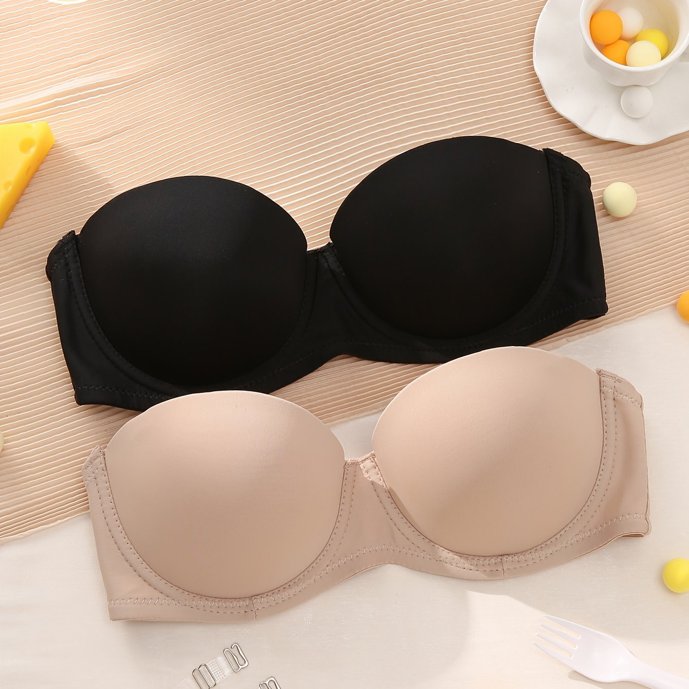 E-shop Glatte Damenunterwäsche Nahtlos Trägerlos Bügel Push-Up BH 2er-Set