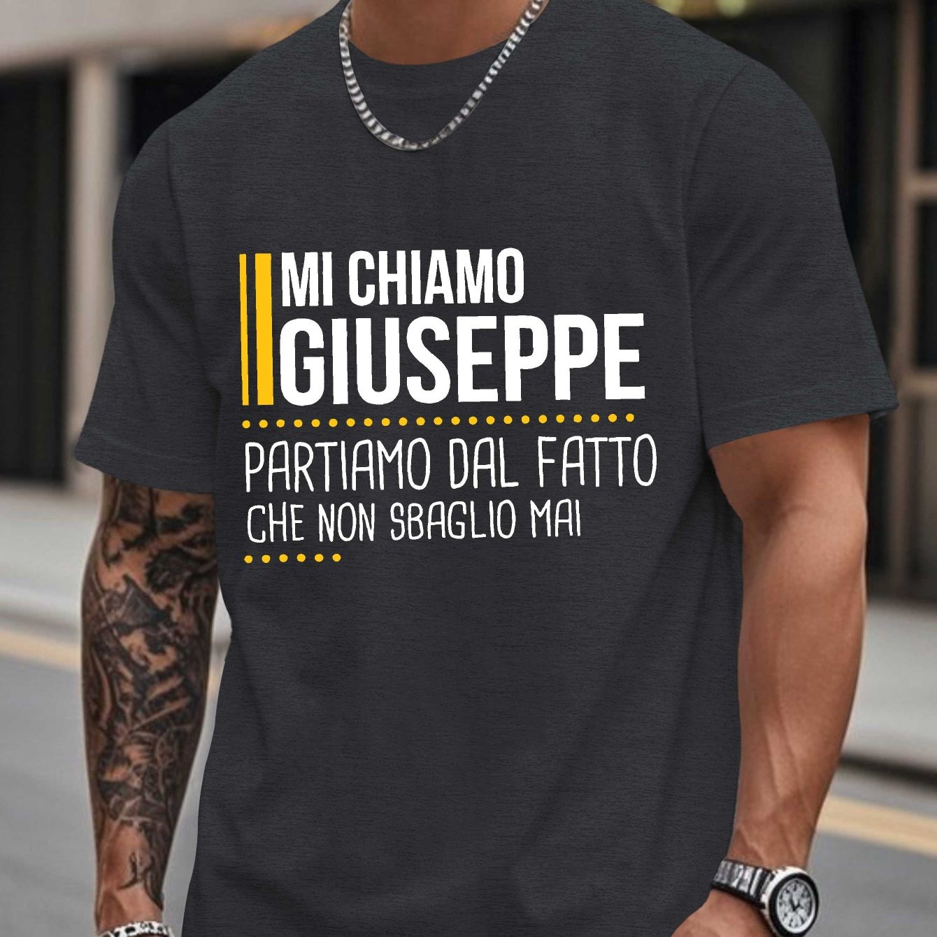 TEMU Men's Summer T-shirt With A Humorous Italian Name '' On Short Sleeves