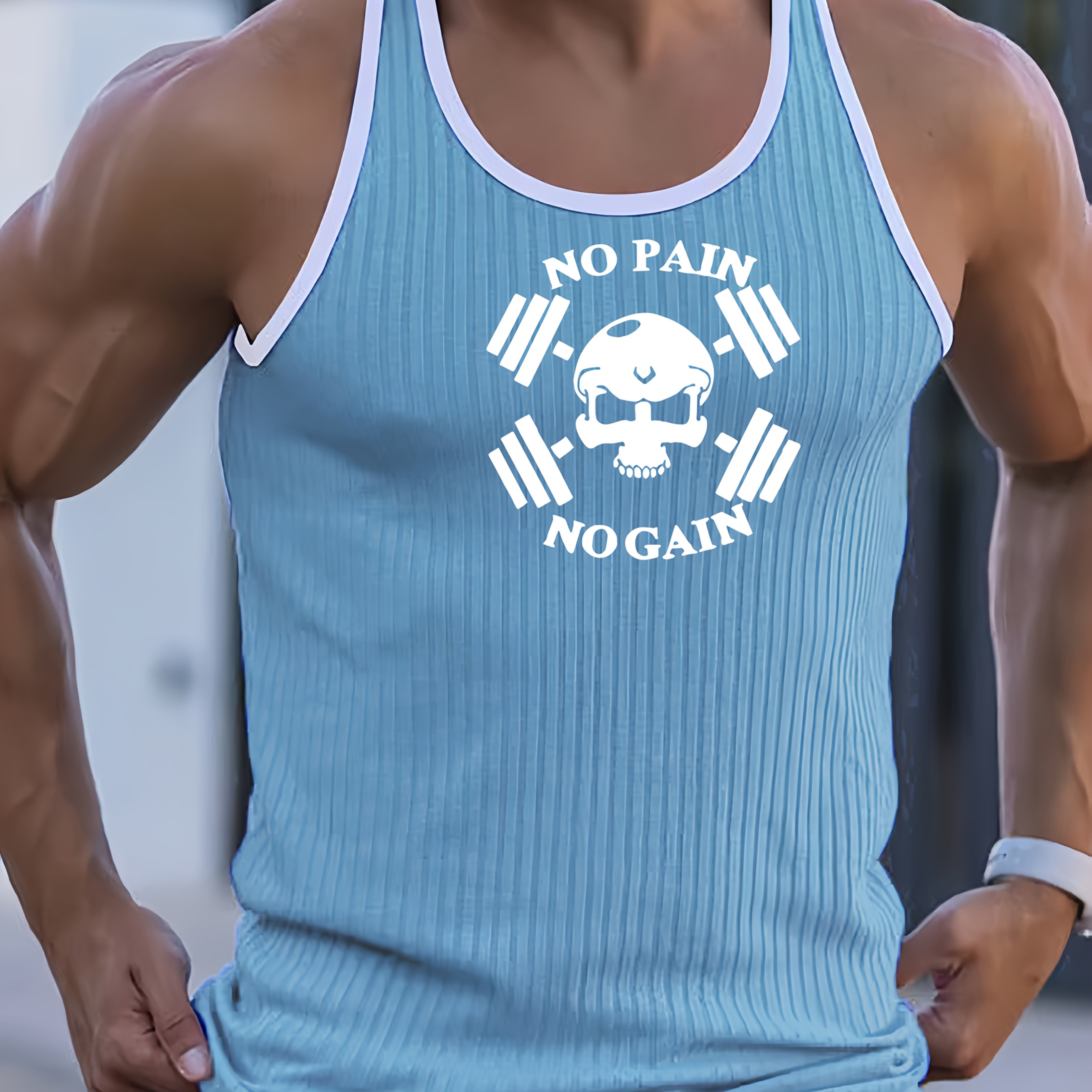 TEMU Breathable Knitted Leisure Fitness Printed Summer Outdoor Hiking Men's Tank Top