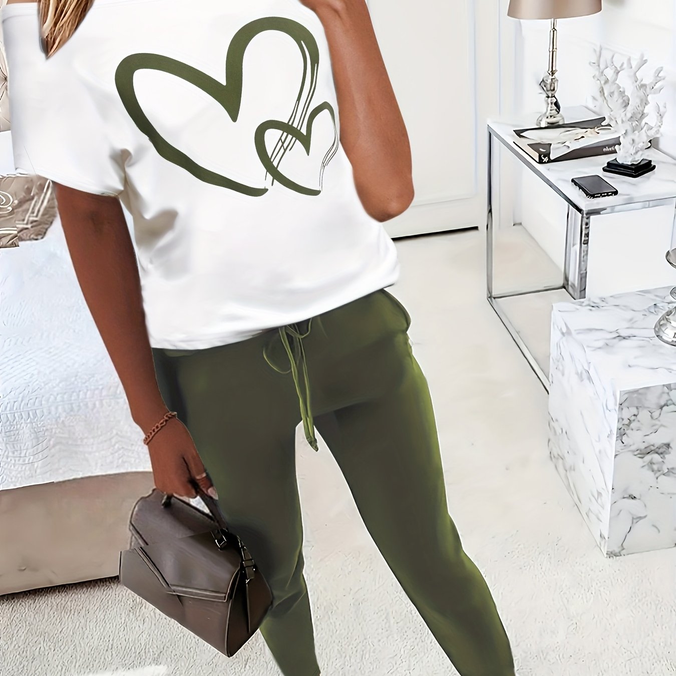 E-shop Lässiges T-Shirt mit Kurzarm und Buchstabenprint sowie , 2-teiliges Set