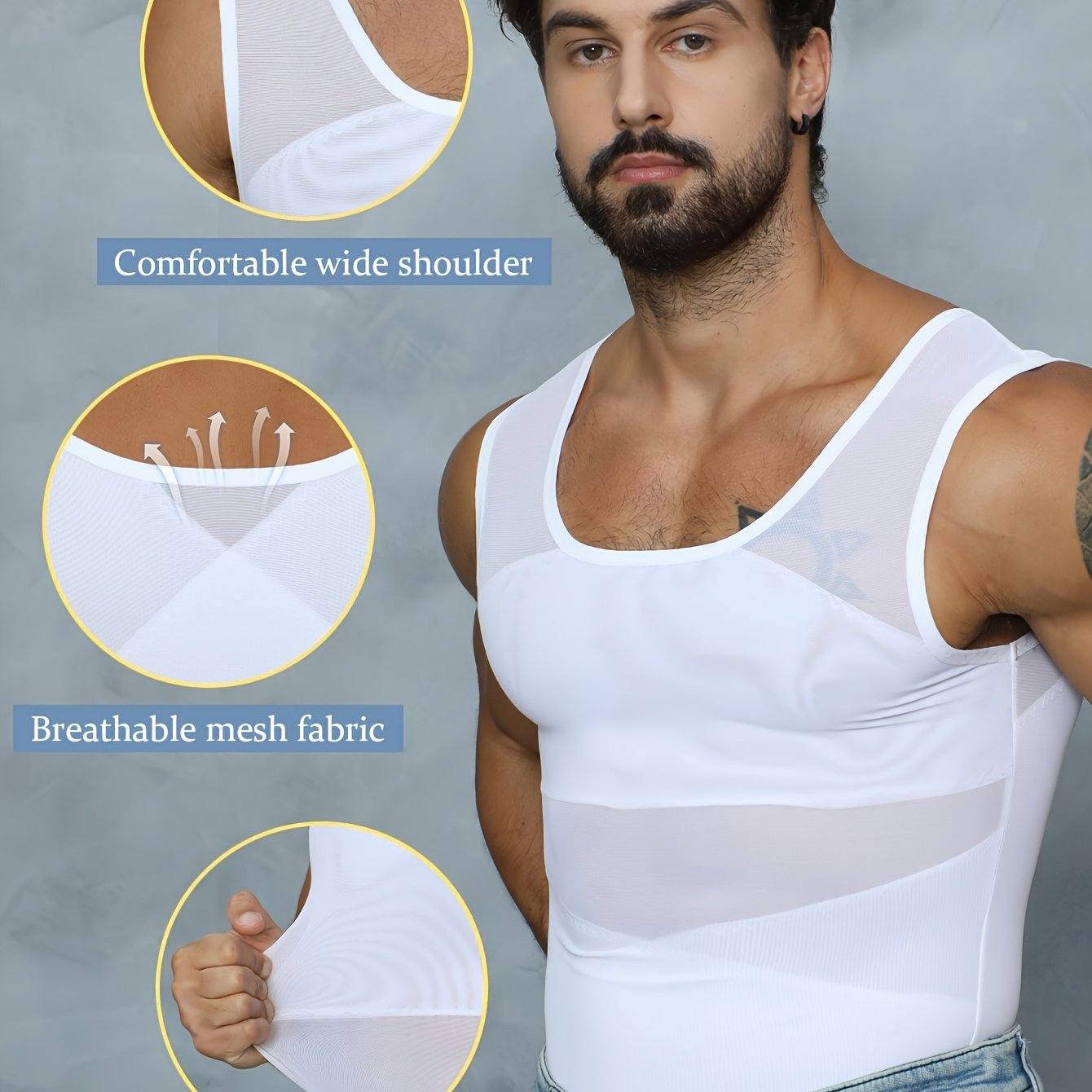 Men's Abdominal Fat Shaping Vest - Ultra-thin Breathable Slimming Vest, Post-surgery Recovery, Seamless Invisible Underwear, Stylish Workout Shaping Vest For Men