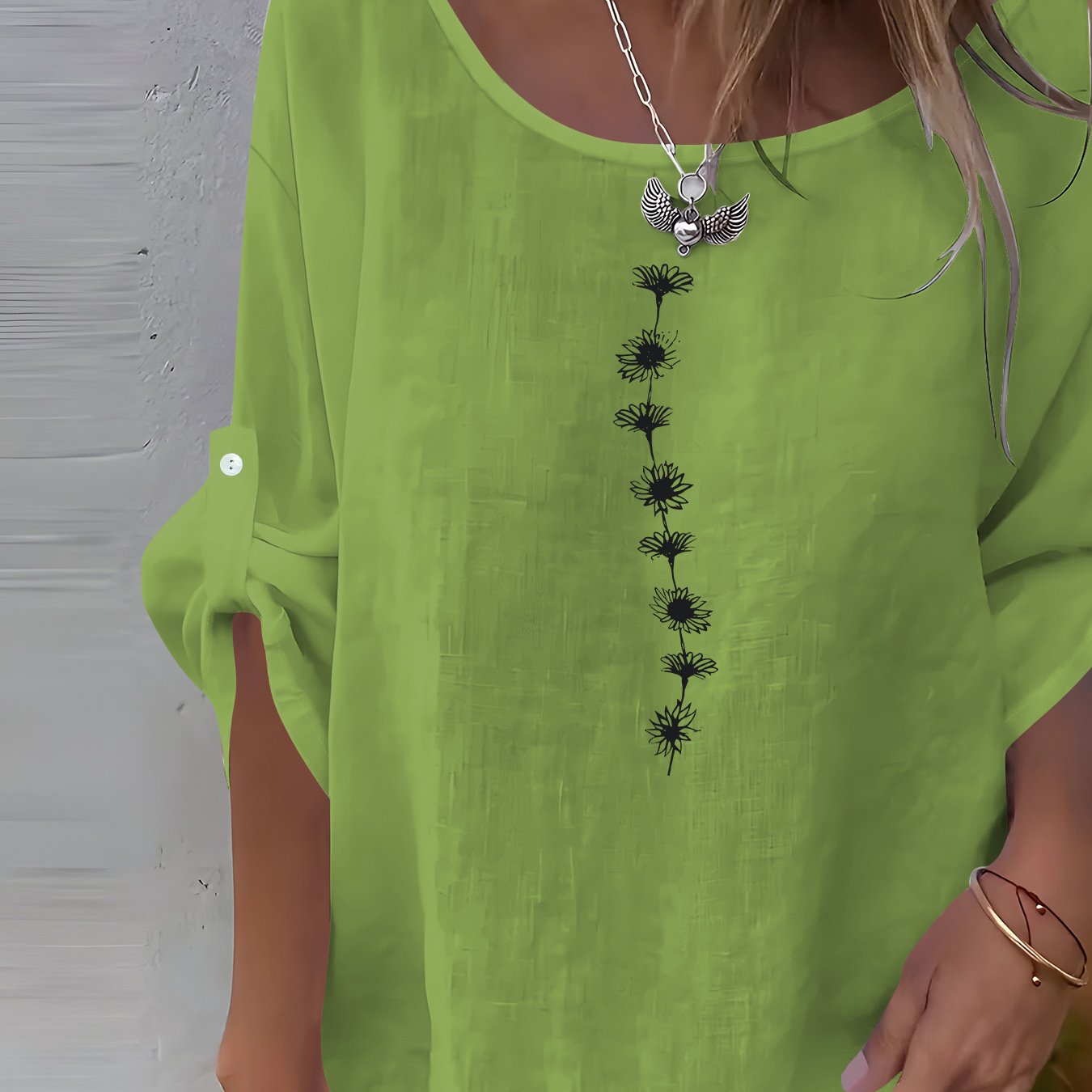 TEMU A Easy Bohemian Floral Print Long-sleeve Shirt For Women From Europe And America, -piece Women's Shirt, Elegant Party Attire, Suitable For :