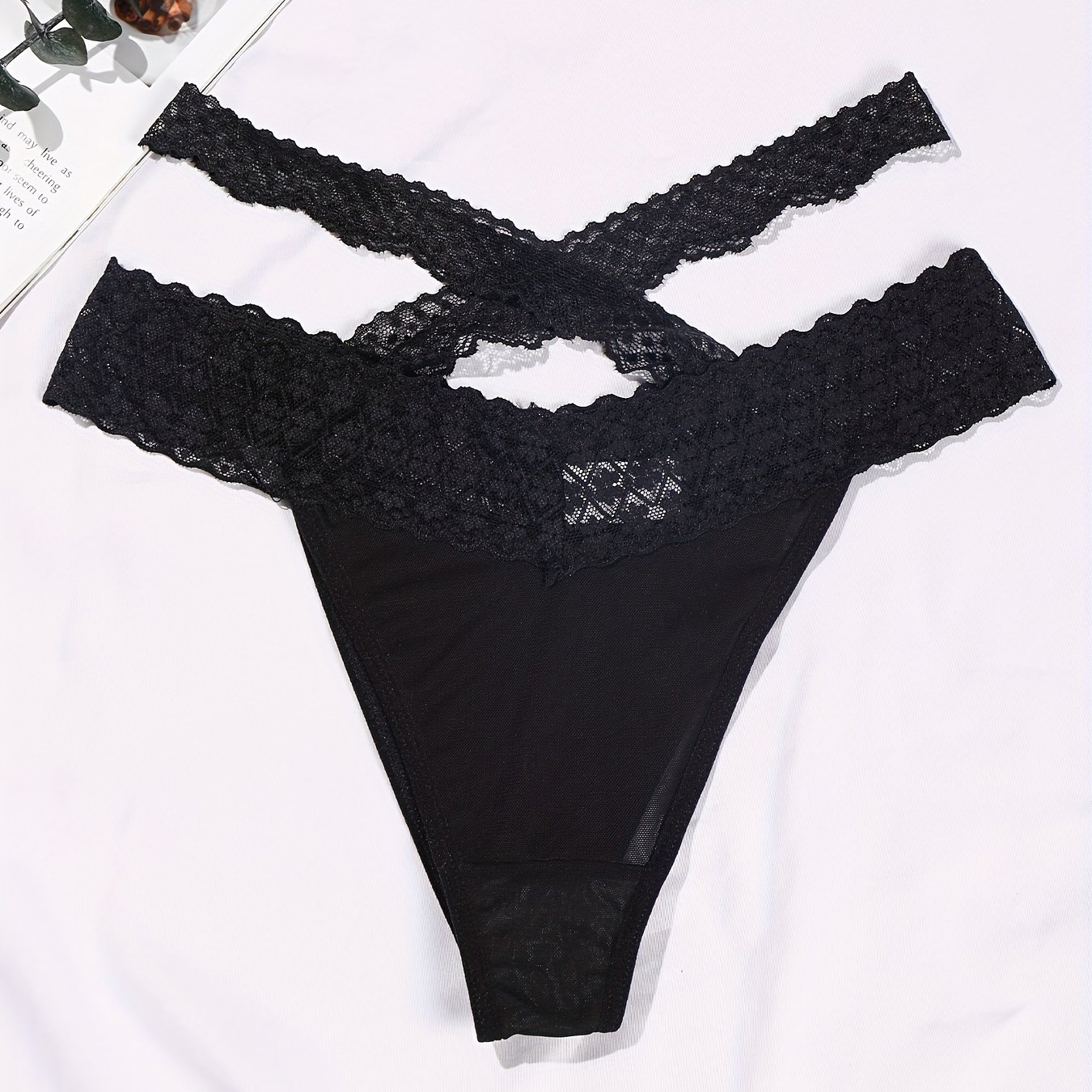 cross front contrast lace thongs soft comfy intimates panties womens lingerie underwear